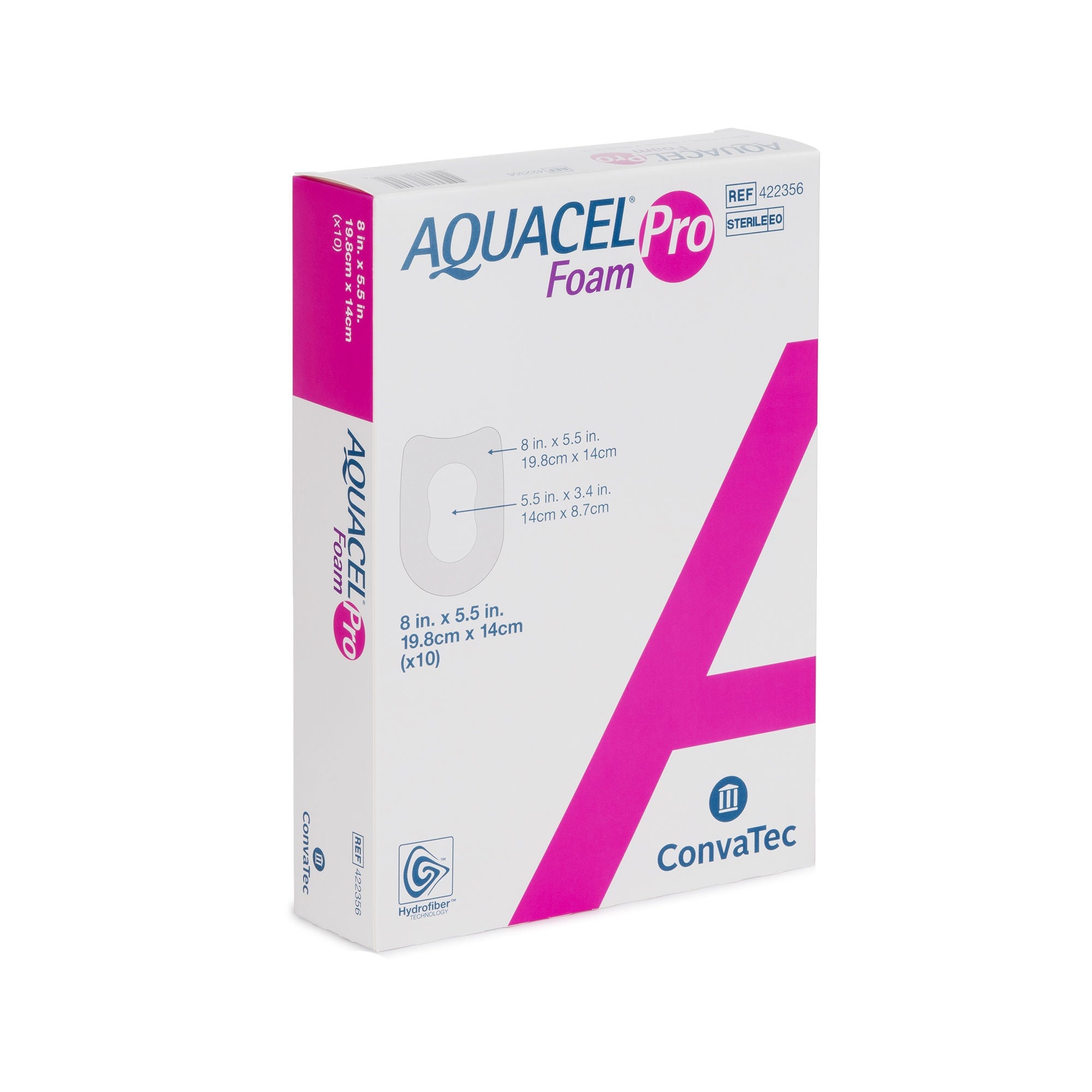 ConvaTec - 422356 Foam Dressing Aquacel® Foam Pro 5-1/2 X 8 Inch With Border Waterproof Film Backing Silicone Adhesive Rectangle Sterile