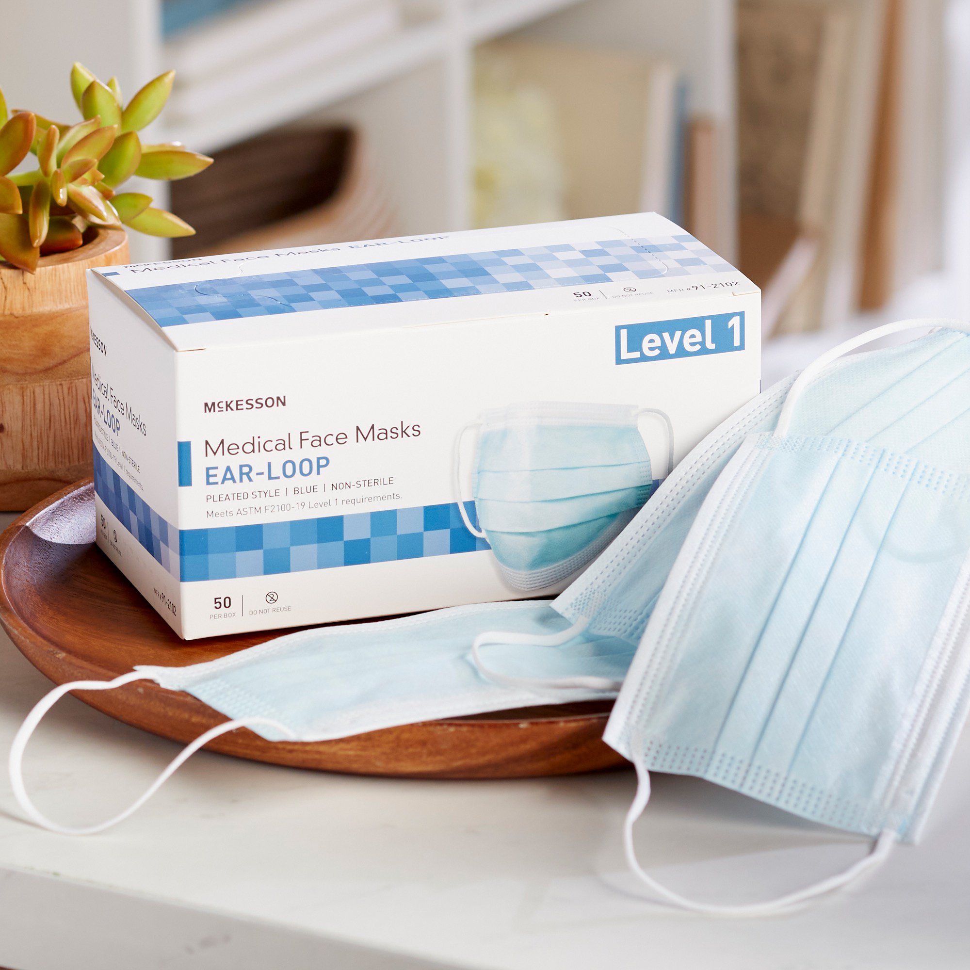 McKesson Brand 91-2102 - McKesson ASTM Level 1 Medical Face Masks, Blue - 50/Box, 500/Case
