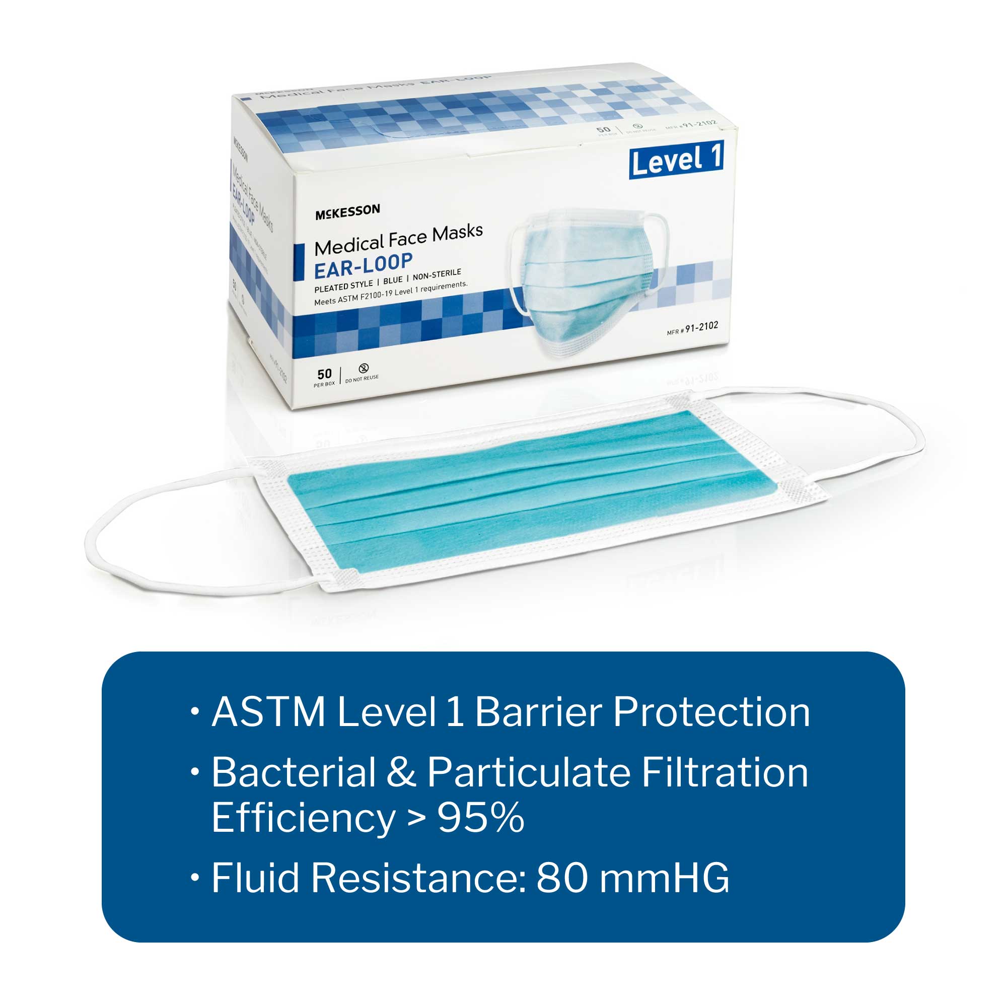 McKesson Brand - 91-2102 McKesson ASTM Level 1 Medical Face Masks