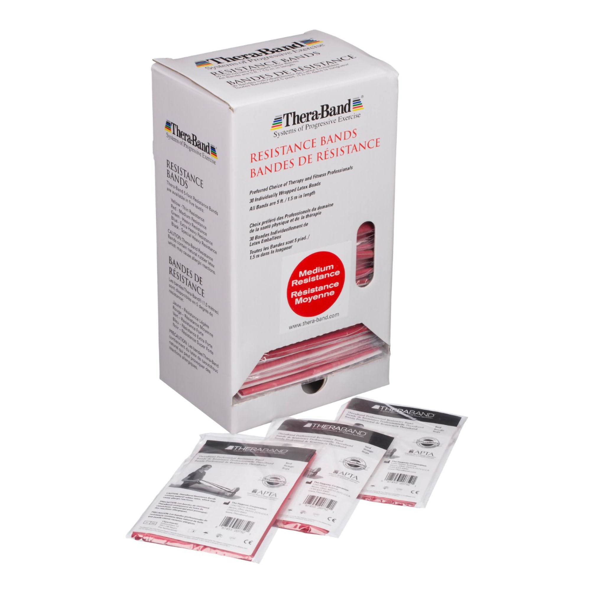 Performance Health - 81068923 Exercise Resistance Band with Dispenser Box TheraBand® Red 5 Foot Length Medium Resistance