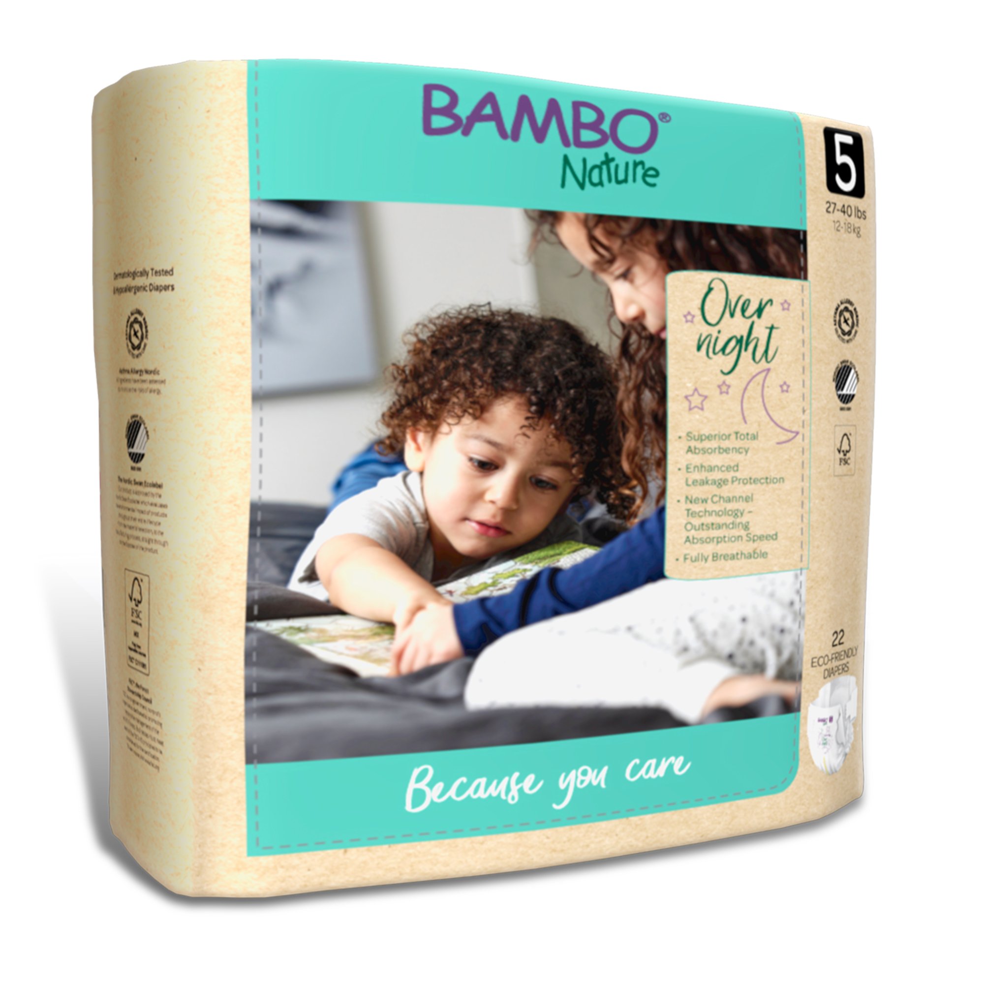 Abena North America 1000021011 - Bambo® Nature Overnight Diapers, Size 5 - 22/Pack, 88/Case