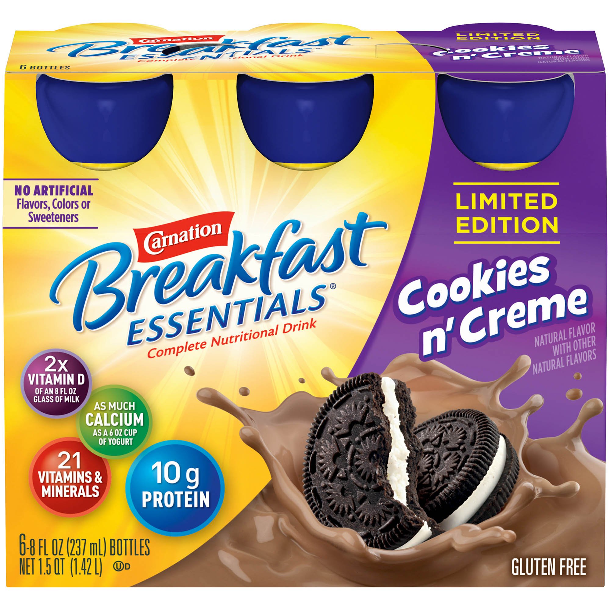 Nestle Clinical Nutritional 00050000470860 - Carnation Breakfast Essentials® Cookies N Crème Nutritional Drink, 8-oz. bottle - 24/Case