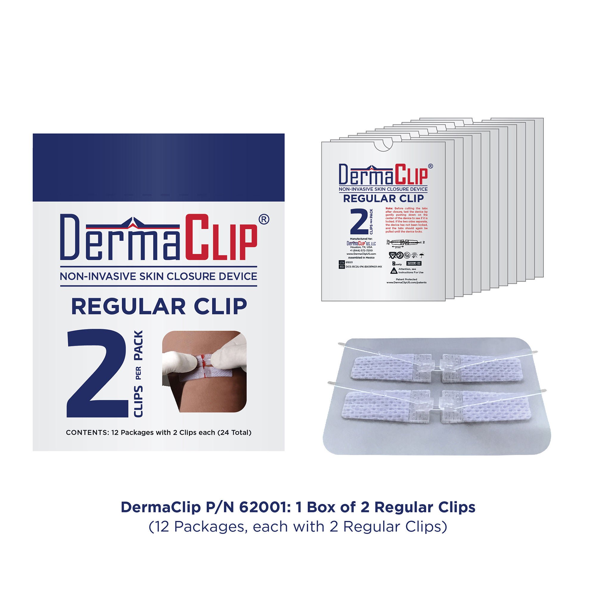 DermaClip US LLC - 62001 Non-Invasive Skin Closure DermaClip® 1 Inch X 11 mm Polypropylene Ventilated Strip Clear