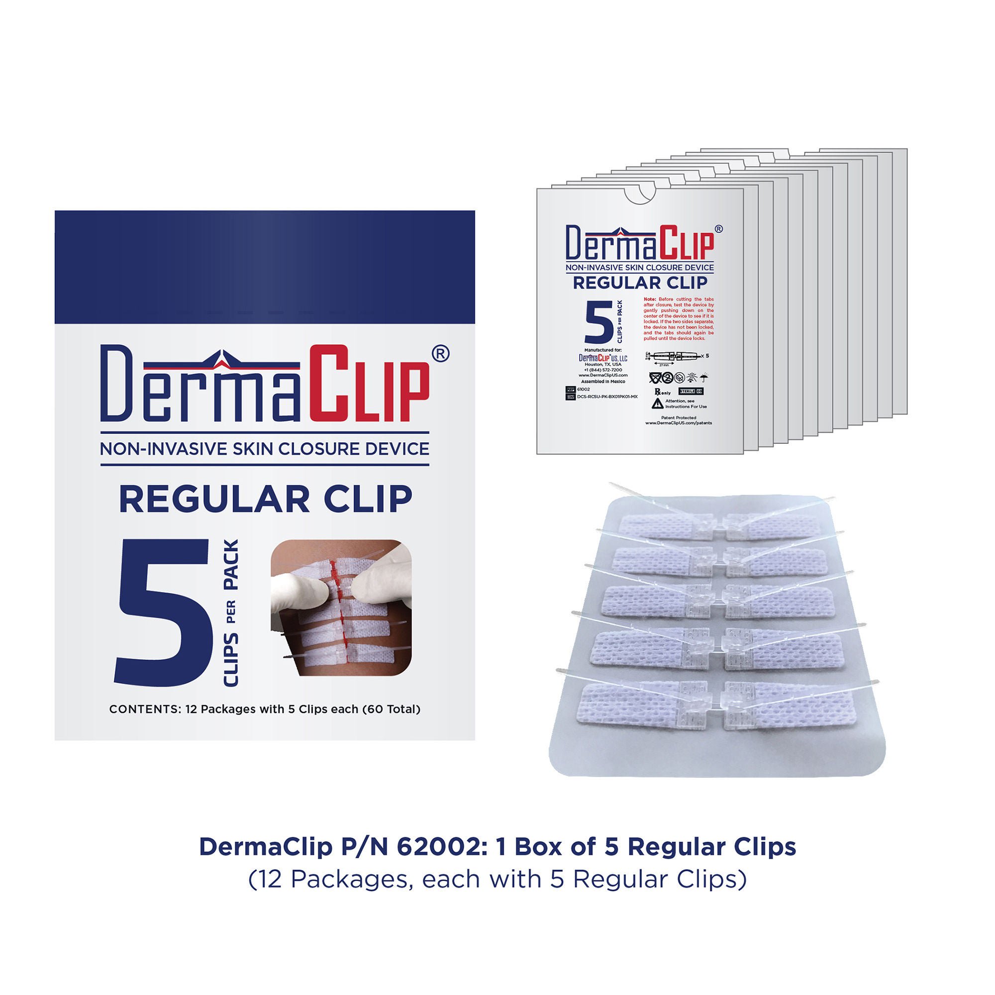 DermaClip US LLC - 62002 Non-Invasive Skin Closure DermaClip® 3 Inch X 11 mm Polypropylene Ventilated Strip Clear