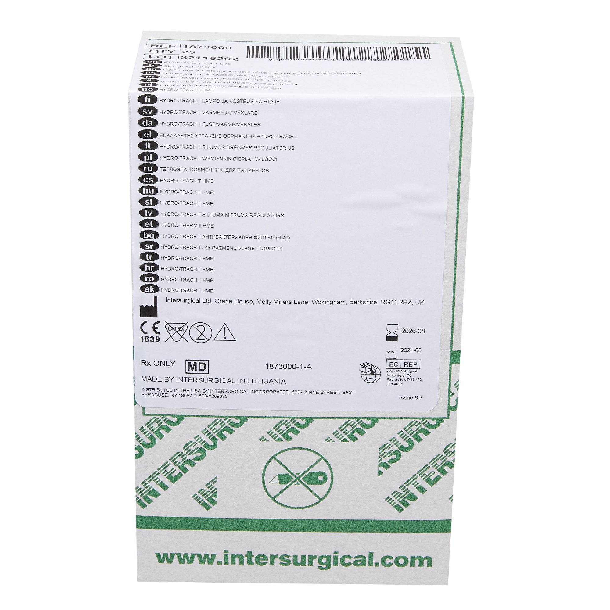 Hydro-Trach T range Heat and Moisture Exchanger-Trach 1873000 by Intersurgical
