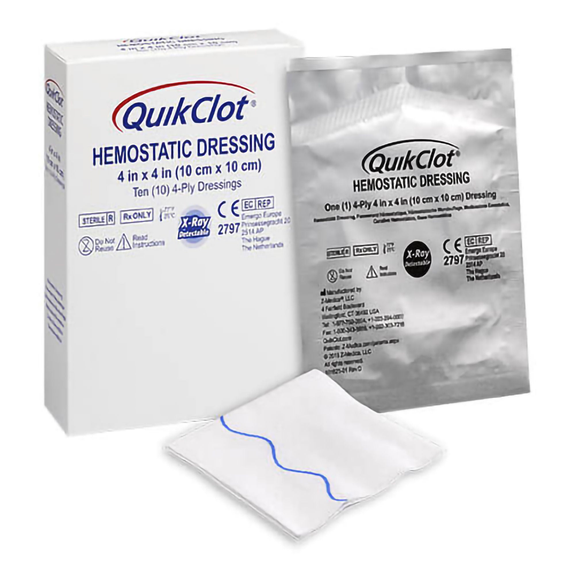 Teleflex Medical - 459 Hemostatic Dressing QuikClot® 4 X 4 Inch 10 per Pack Sterile