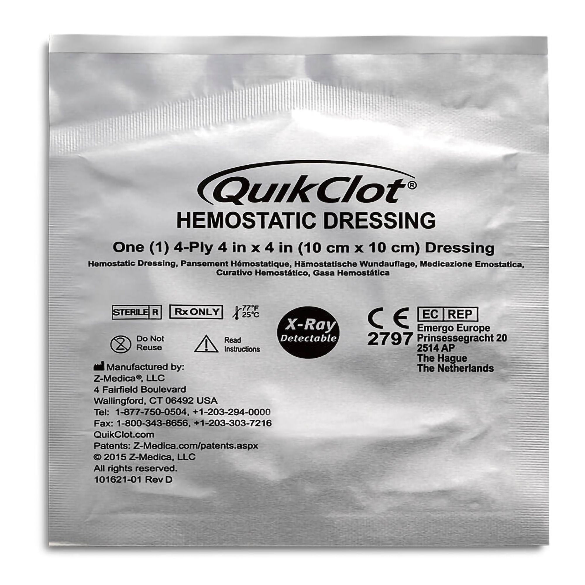 Teleflex Medical - 459 Hemostatic Dressing QuikClot® 4 X 4 Inch 10 per Pack Sterile