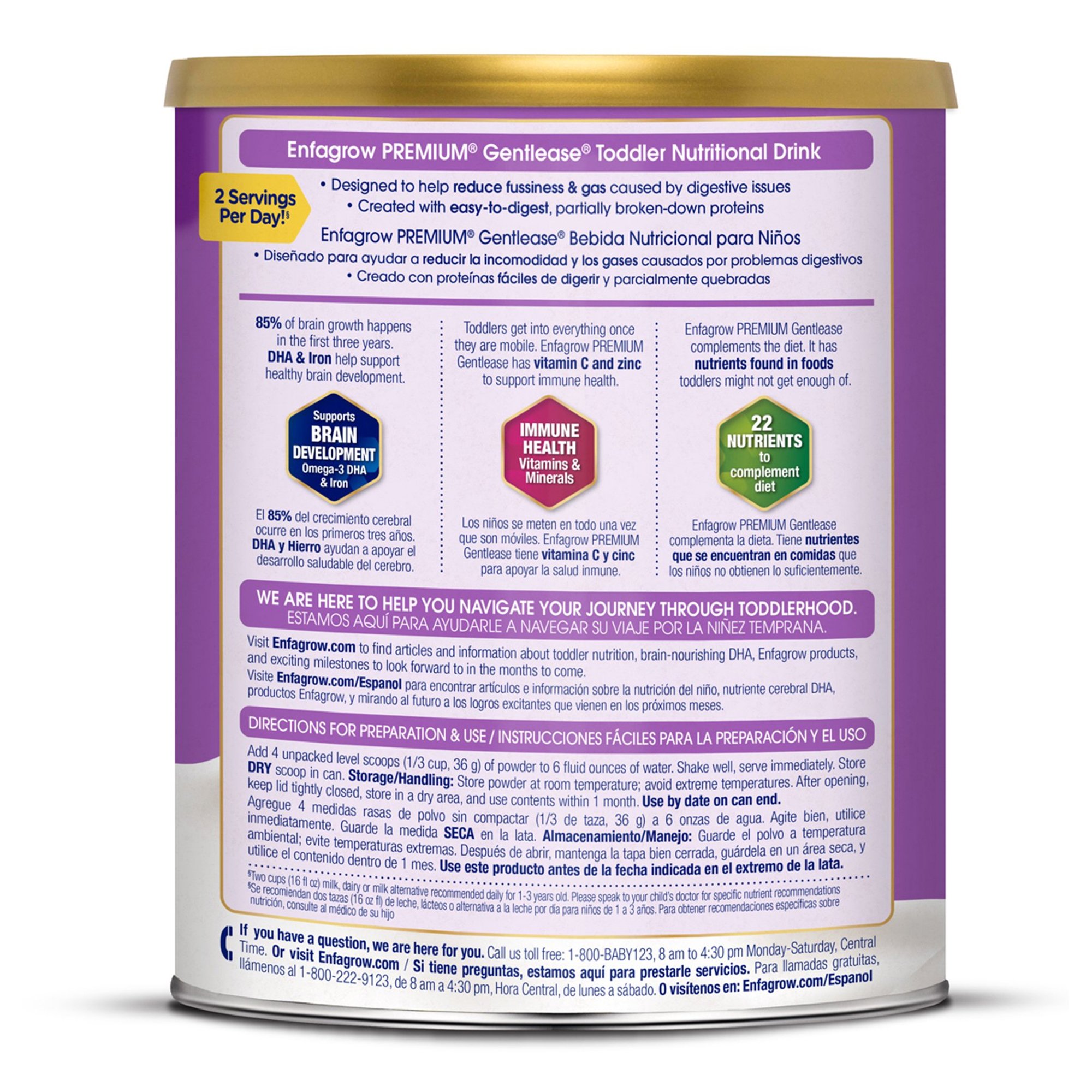 Mead Johnson 185101 - Enfagrow Premium™ Gentlease® Toddler Nutritional Drink, 29.1-ounce can - 1/Each, 4/Case
