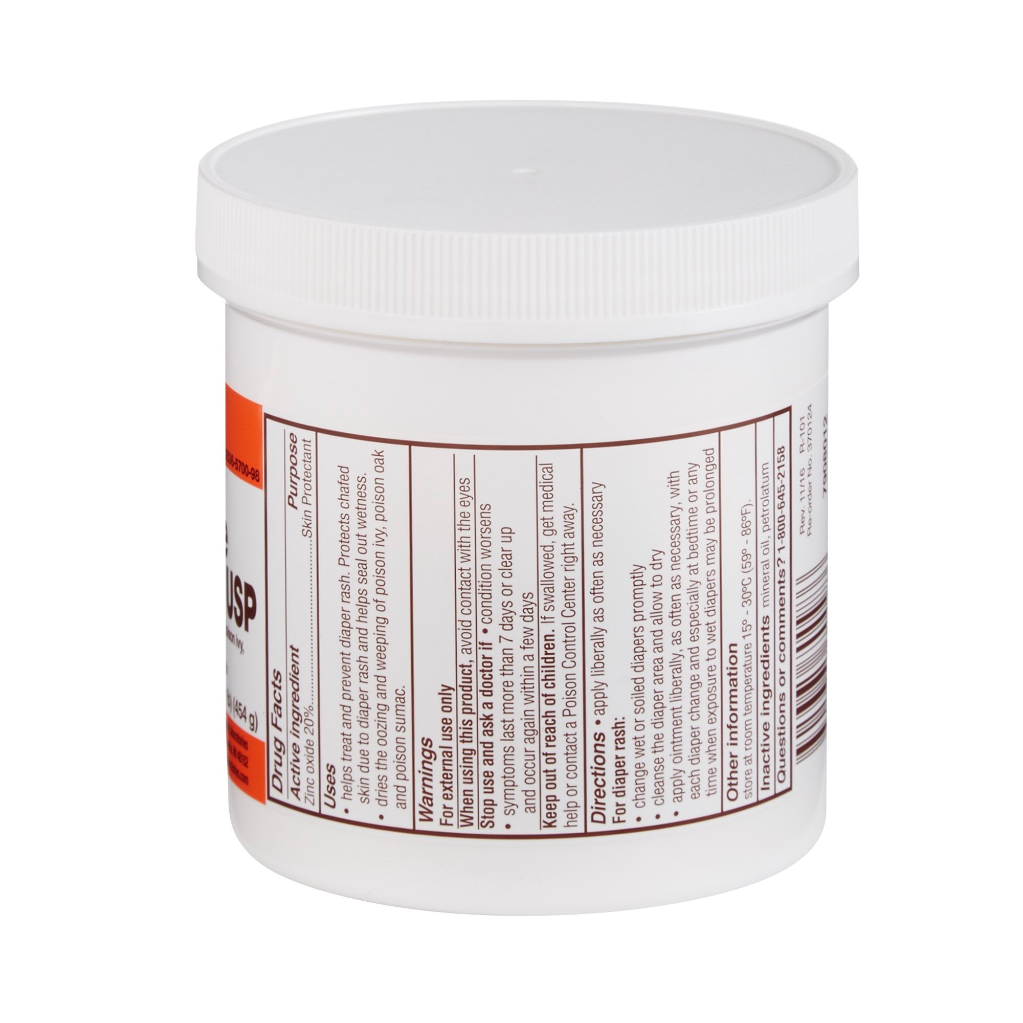 Major Pharmaceuticals 00536131698 - Rugby® Zinc Oxide Skin Ointment USP, 16 oz. - 1/Each