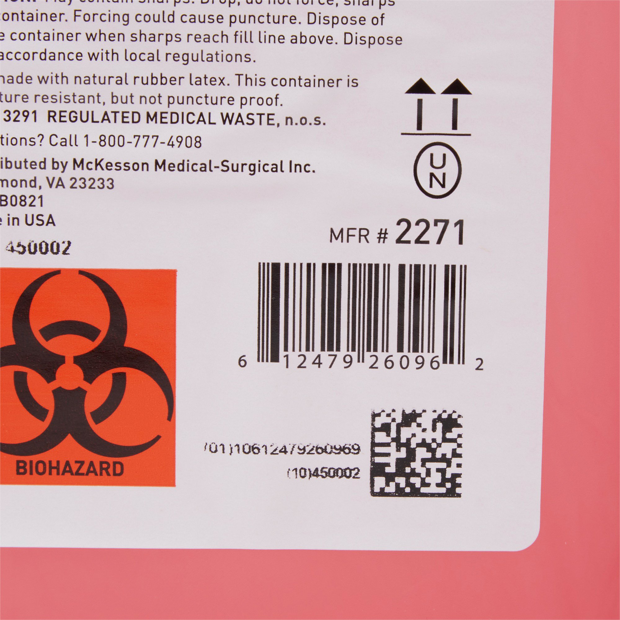 McKesson Brand 2271 - McKesson Prevent® Sharps Container, 2 Gallon, 9-1/4 x 10 x 6 Inch - 1/Each, 20/Case