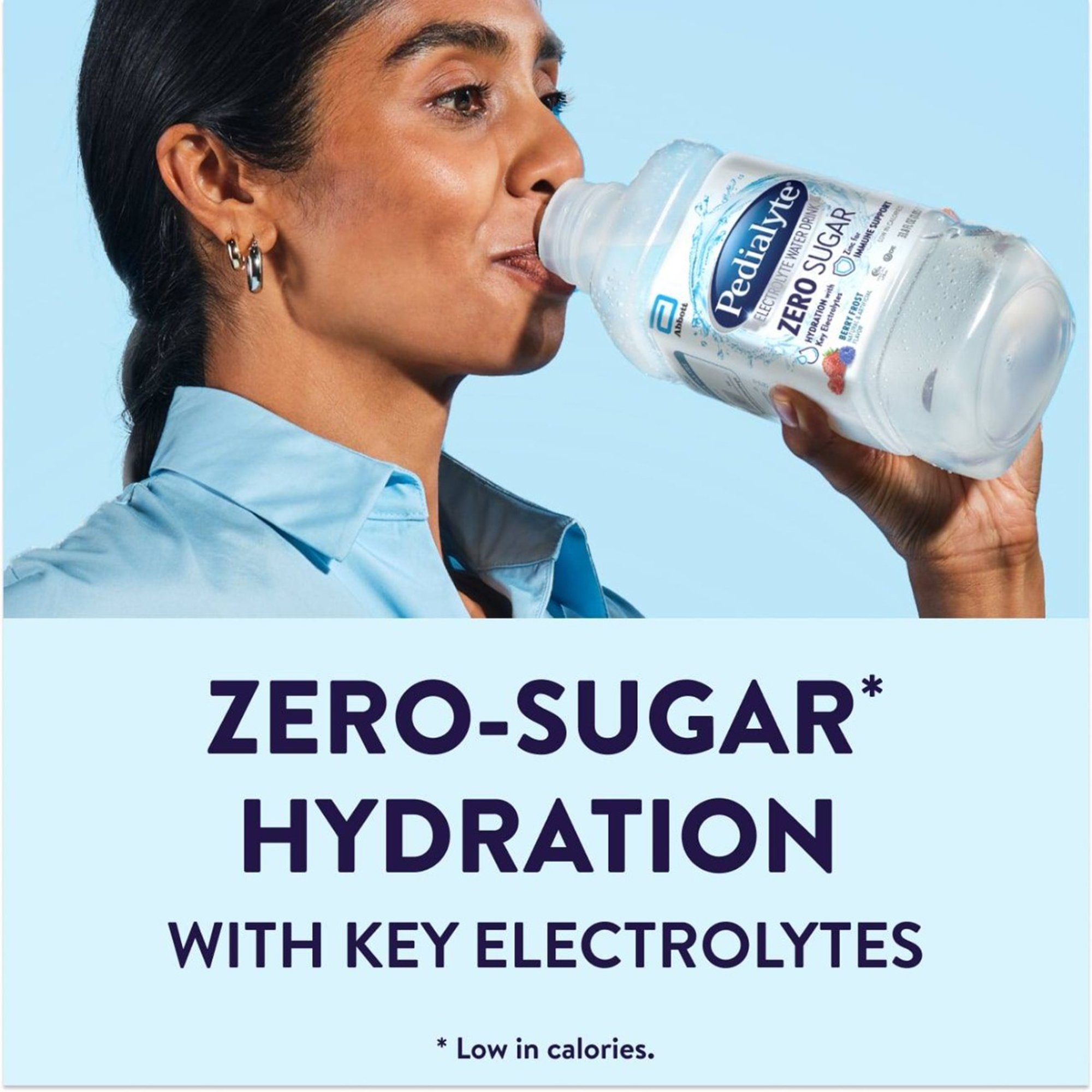 Abbott Nutrition 67966 - Pedialyte® Zero Sugar Electrolyte Water Drink, Berry Frost, 1 liter bottle - 1/Each, 4/Case