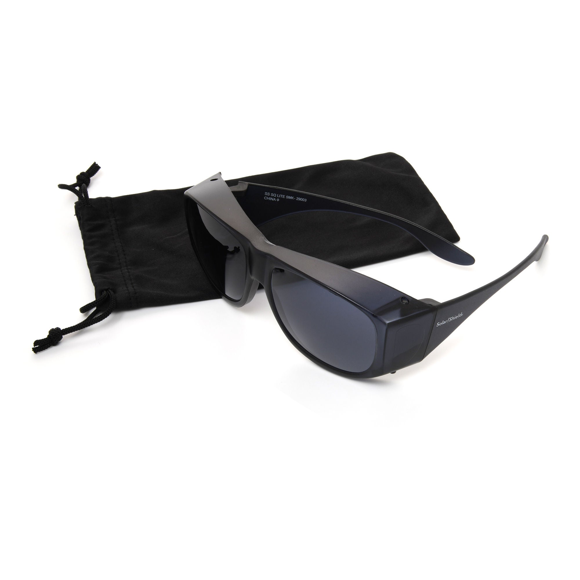 Dioptics - 10601589.FGX Sunglasses Solar Shield® Fit Over Uncoated Smoke Tint Polycarbonate Lens Black Frame Over Ear One Size Fits Most