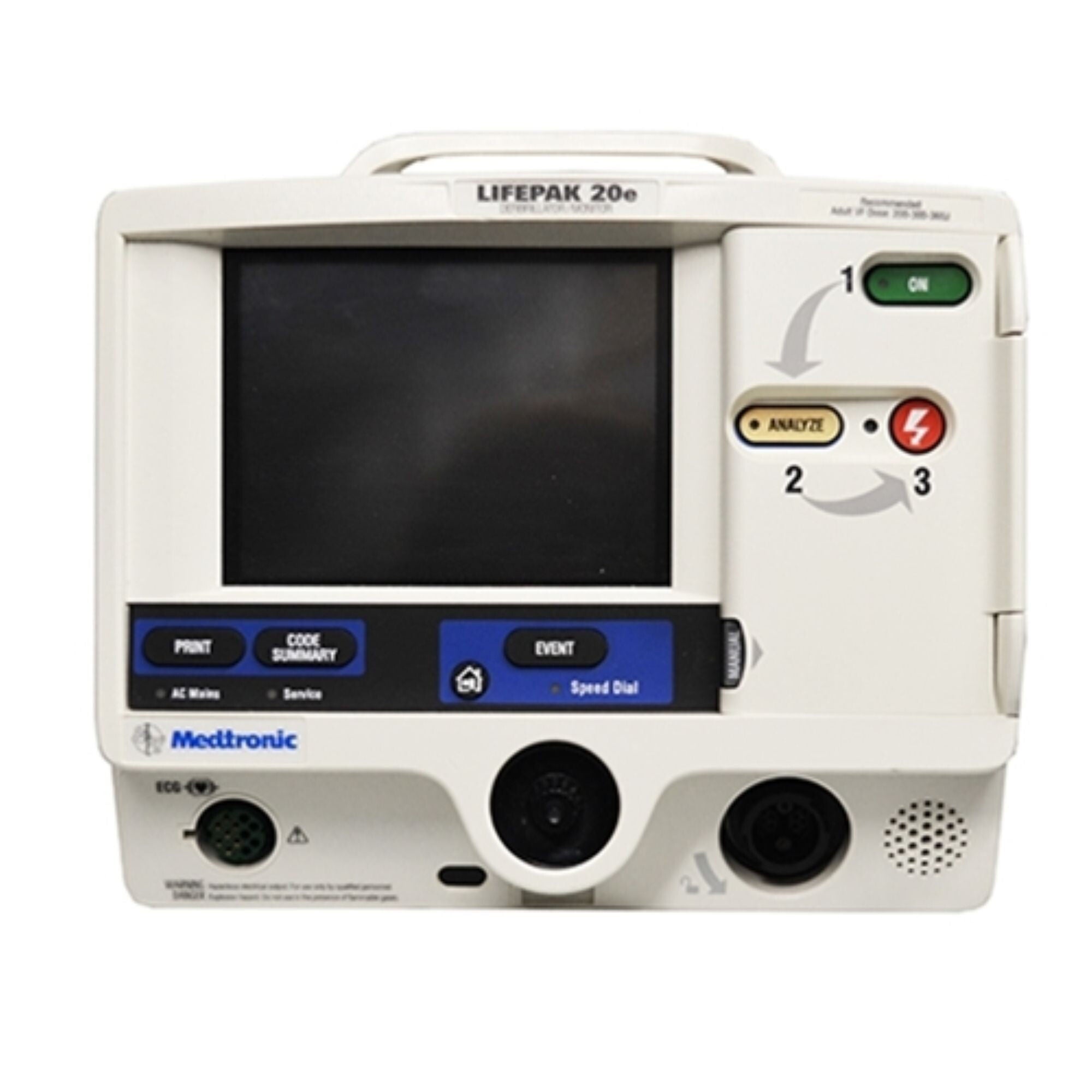 Soma Technology - DEF-0012G-FG Refurbished Defibrillator Unit Automatic / Manual Operation Lifepak® 20E Paddles Contact AC Power / Battery Operated LCD Display
