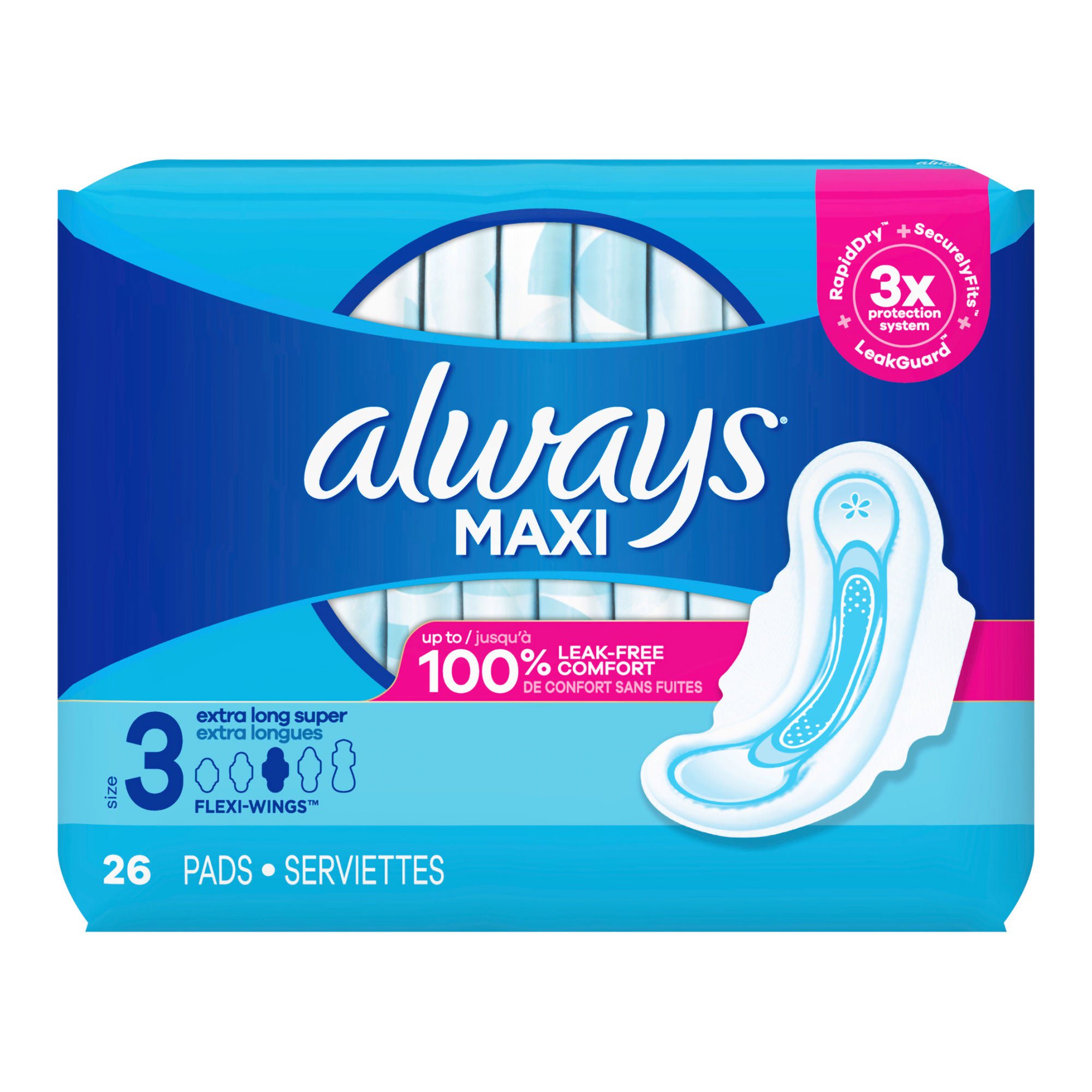 Procter & Gamble - 03700098347 Always® Maxi Pads Size 3 Extra Long Super with Flexi-Wings