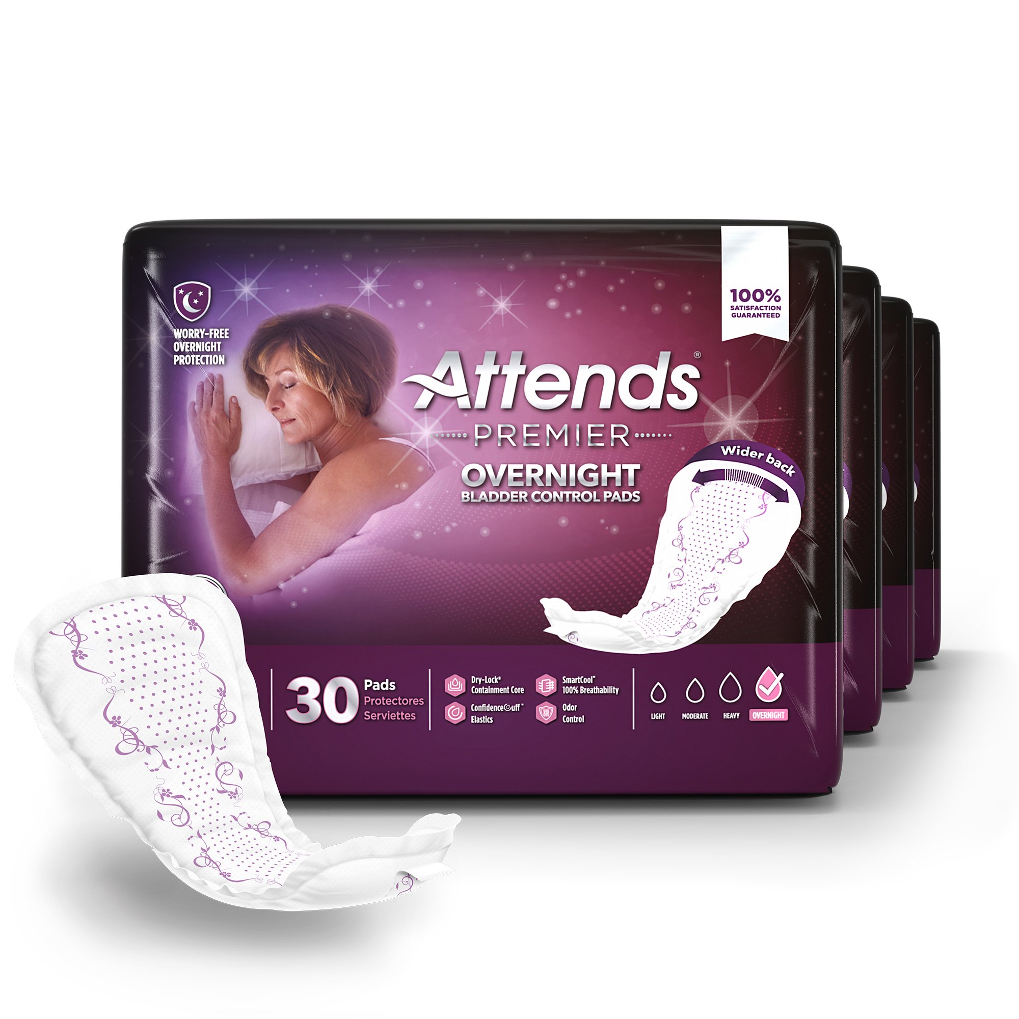 Attends Healthcare Products ALI-ONBCP - Attends® Premier Overnight Bladder Control Pads - 30/Bag, 120/Case