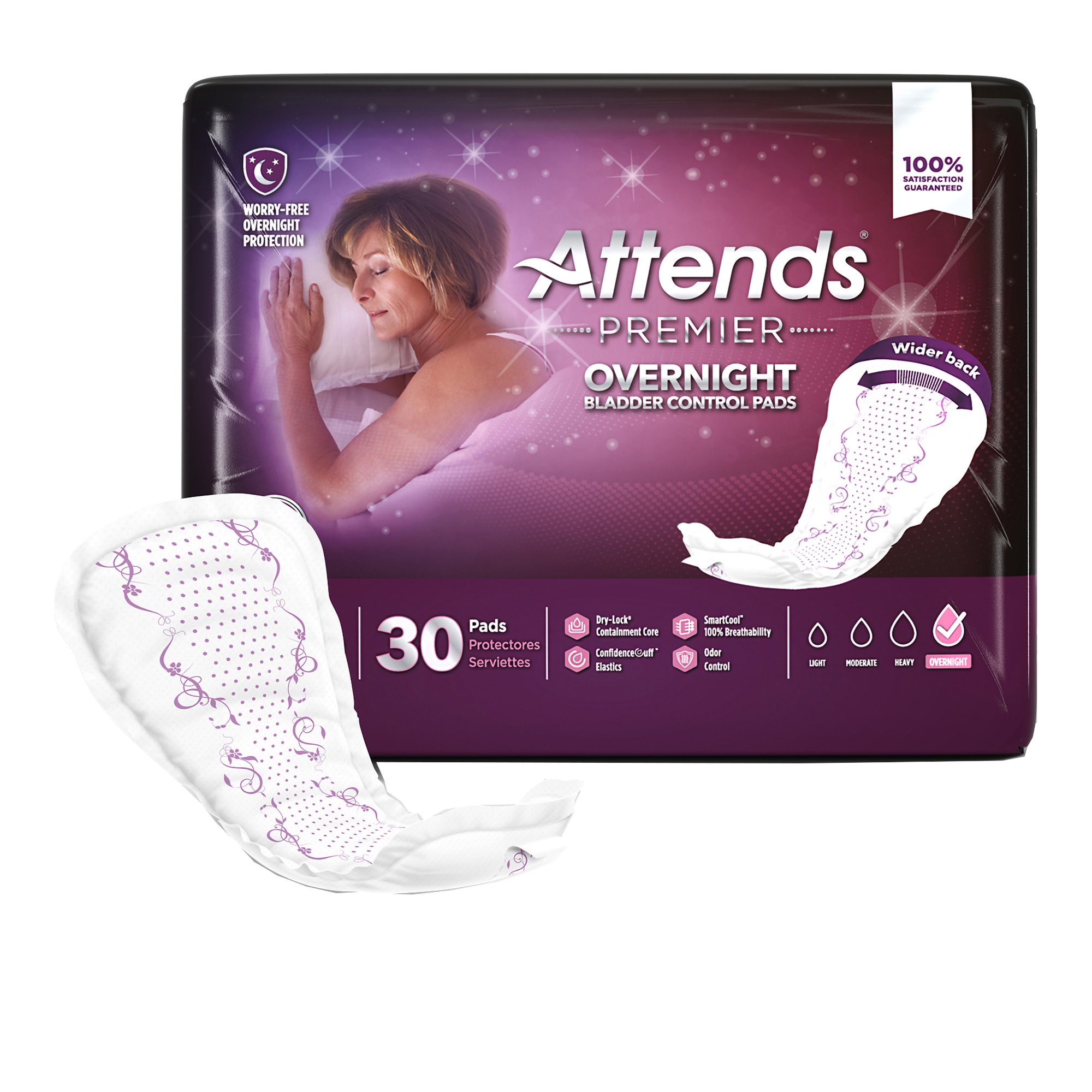 Attends Healthcare Products ALI-ONBCP - Attends® Premier Overnight Bladder Control Pads - 30/Bag, 120/Case