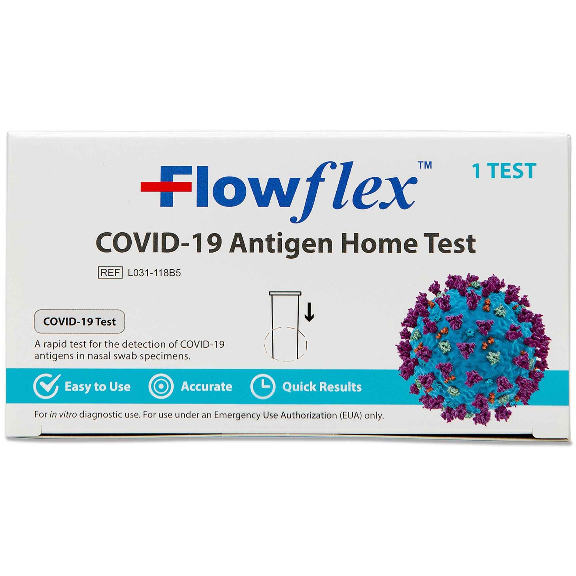Acon Laboratories - L031-118B5-300 Respiratory Test Kit FlowFlex® COVID-19 Antigen OTC 300 Tests per Case / 1 Test per Box CLIA Waived