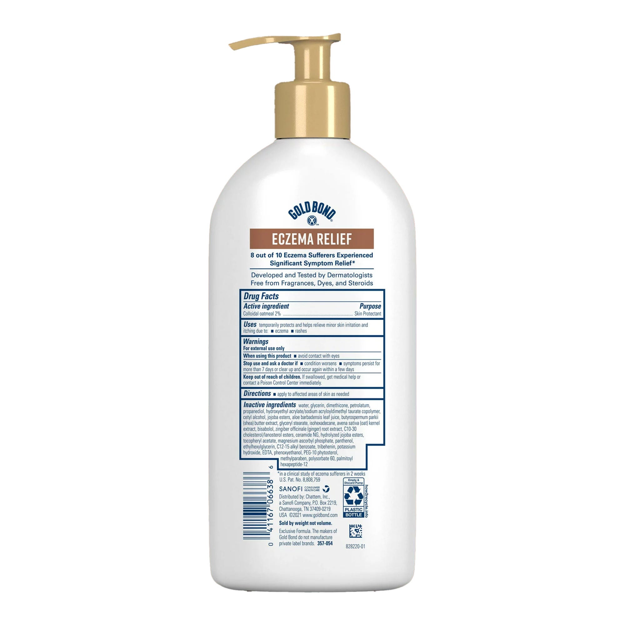 Sanofi - 04116706638 Hand and Body Moisturizer Gold Bond® Ultimate Eczema Relief 14 oz. Pump Bottle Unscented Lotion
