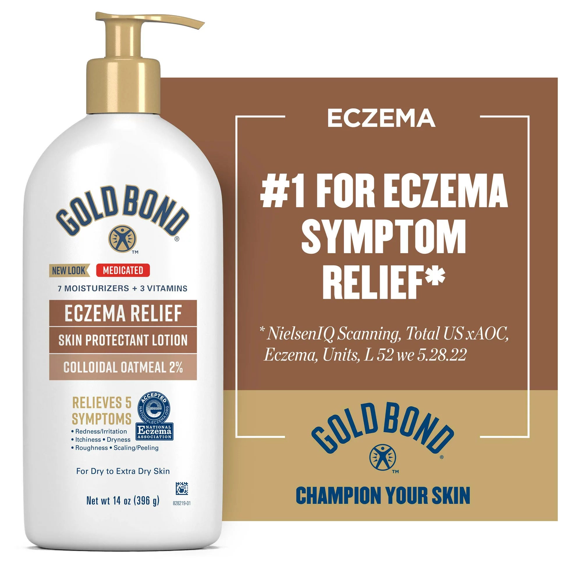 Sanofi - 04116706638 Hand and Body Moisturizer Gold Bond® Ultimate Eczema Relief 14 oz. Pump Bottle Unscented Lotion
