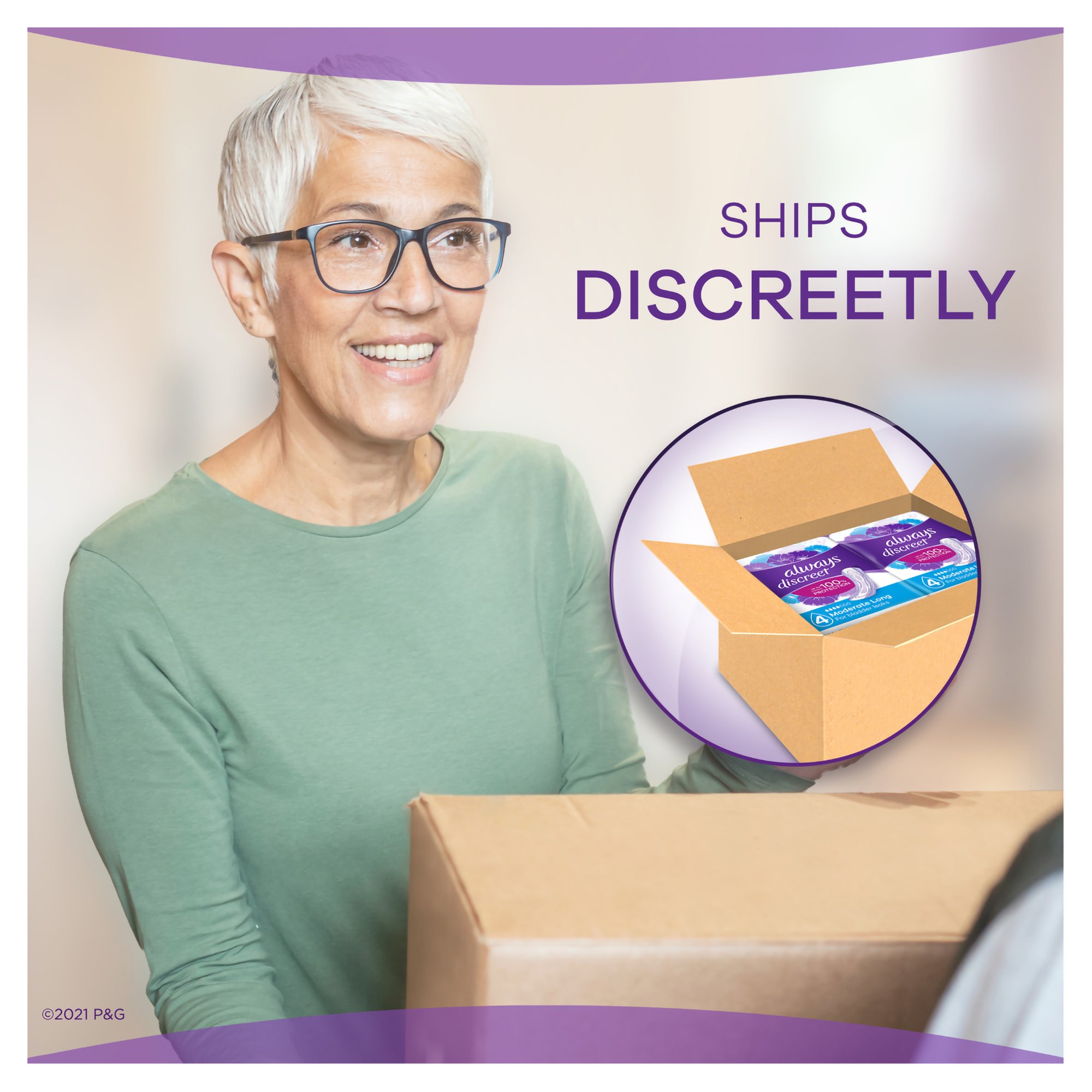 Procter & Gamble 00037000904335 - Always® Discreet Bladder Control Pad, Moderate - 20/Pack, 60/Case
