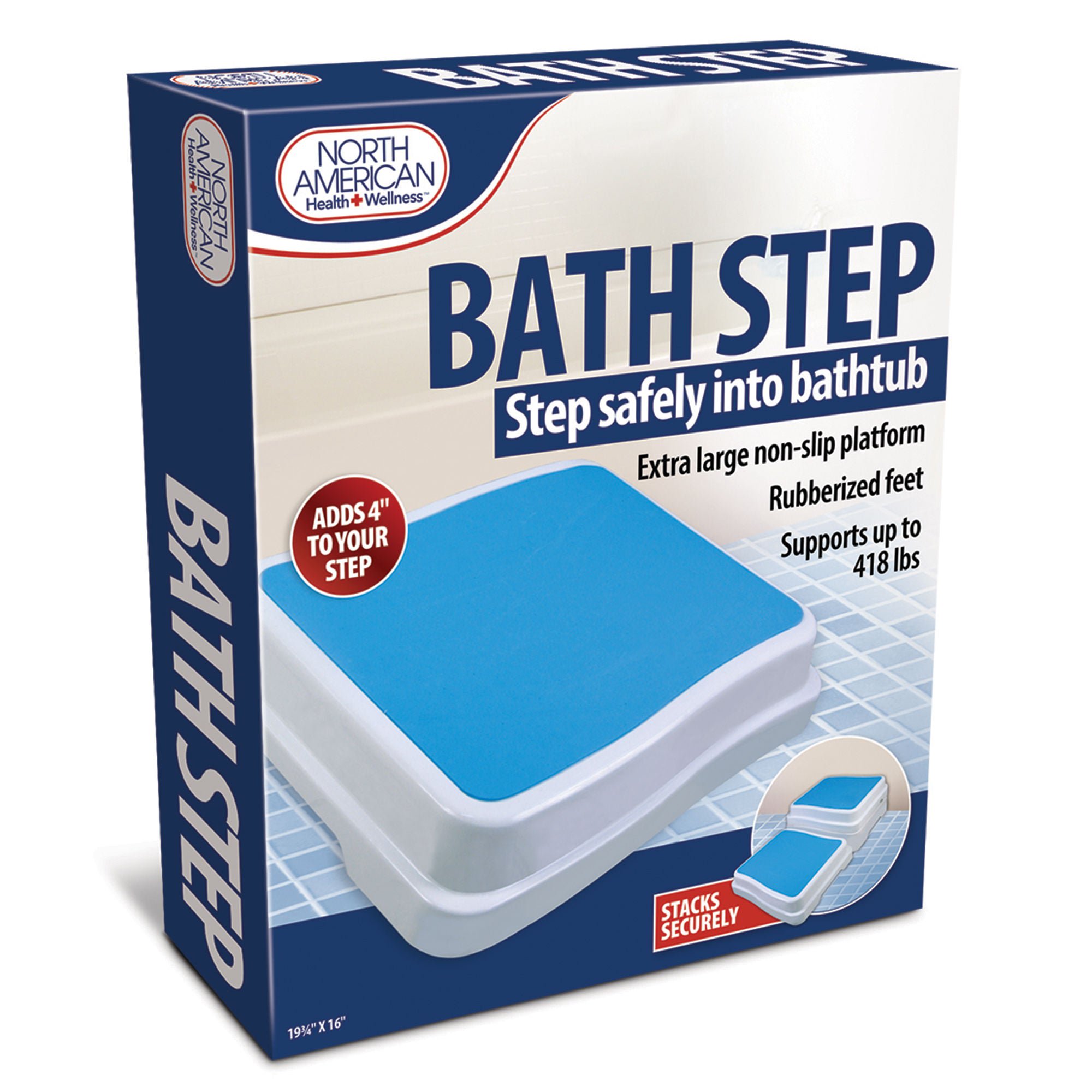 Jobar International - JB8423 Bath Step Stool North American Health + Wellness® Portable 1 Step Plastic 4 Inch Step Height