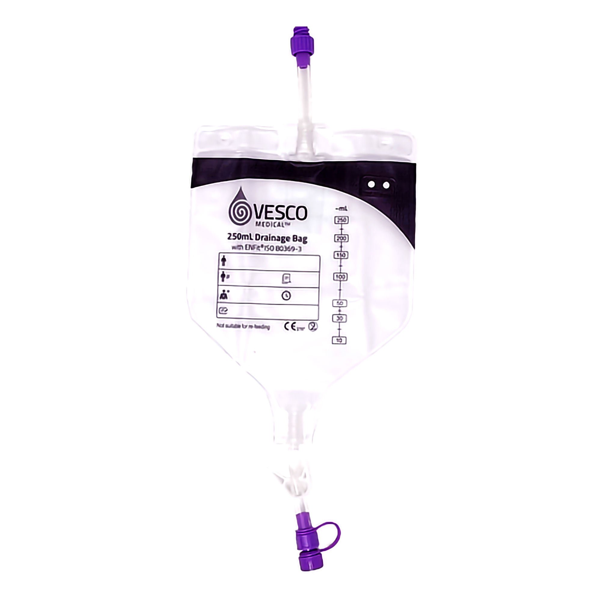 Vesco Medical - VED-009EO Enteral Drainage Bag with ENFit® Connector Vesco Medical™ 30 Inch Tubing 250 mL Sterile