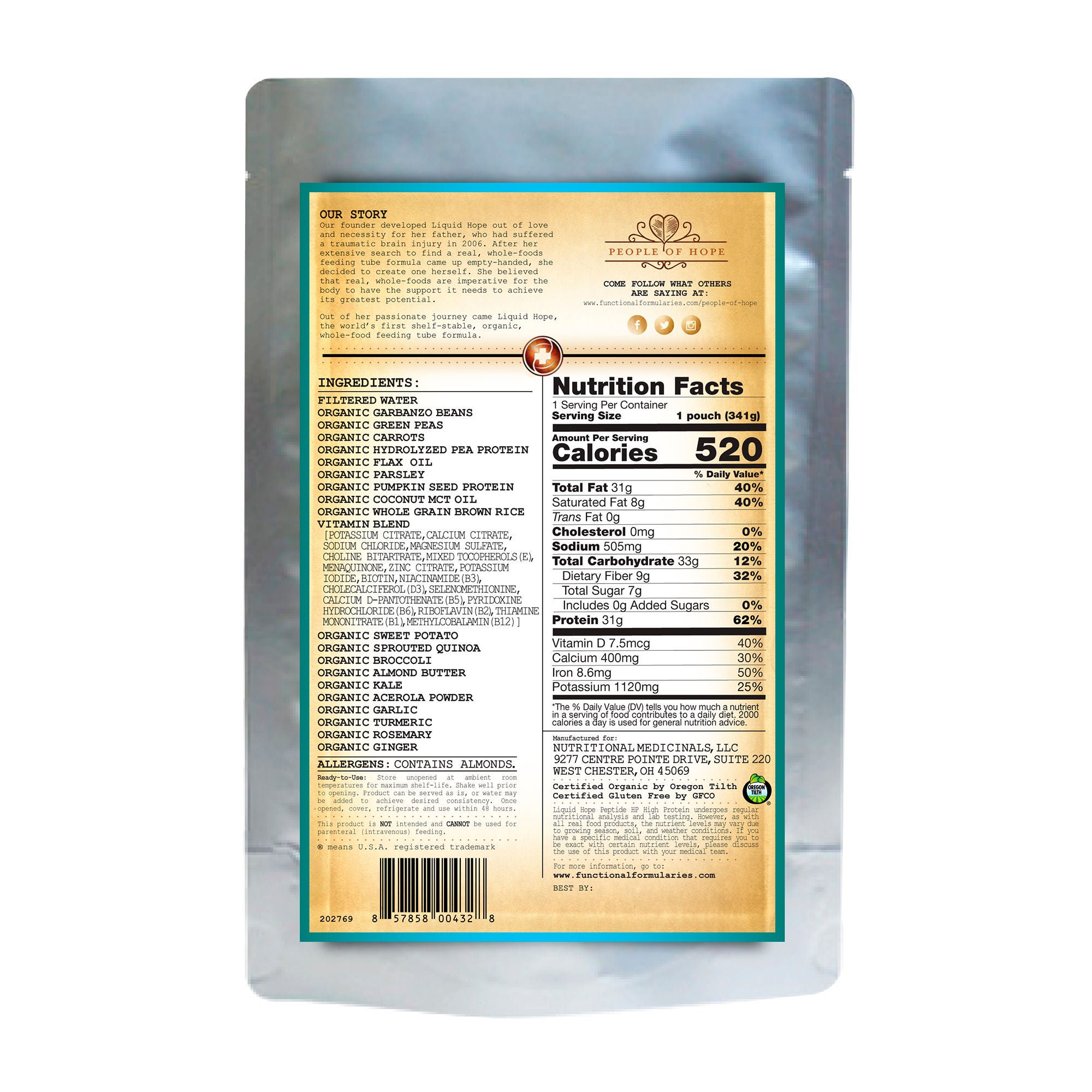 Nutritionals Medicinals - 212503 Oral Supplement Liquid Hope® Peptide HP Formula Unflavored Liquid 12 oz. Pouch