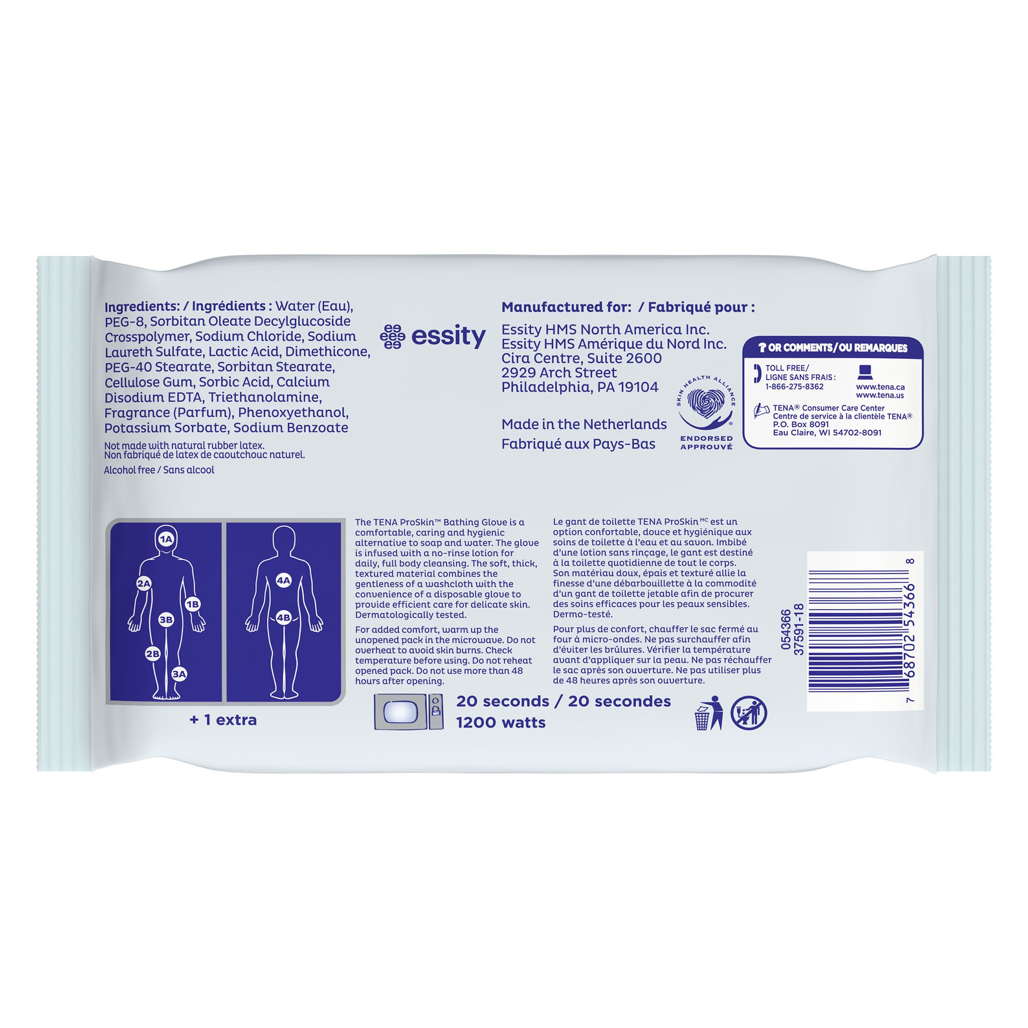 Essity HMS North America Inc 54366 - Tena® ProSkin™ Bathing Gloves, Freshly Scented - 5/Pack, 225/Case