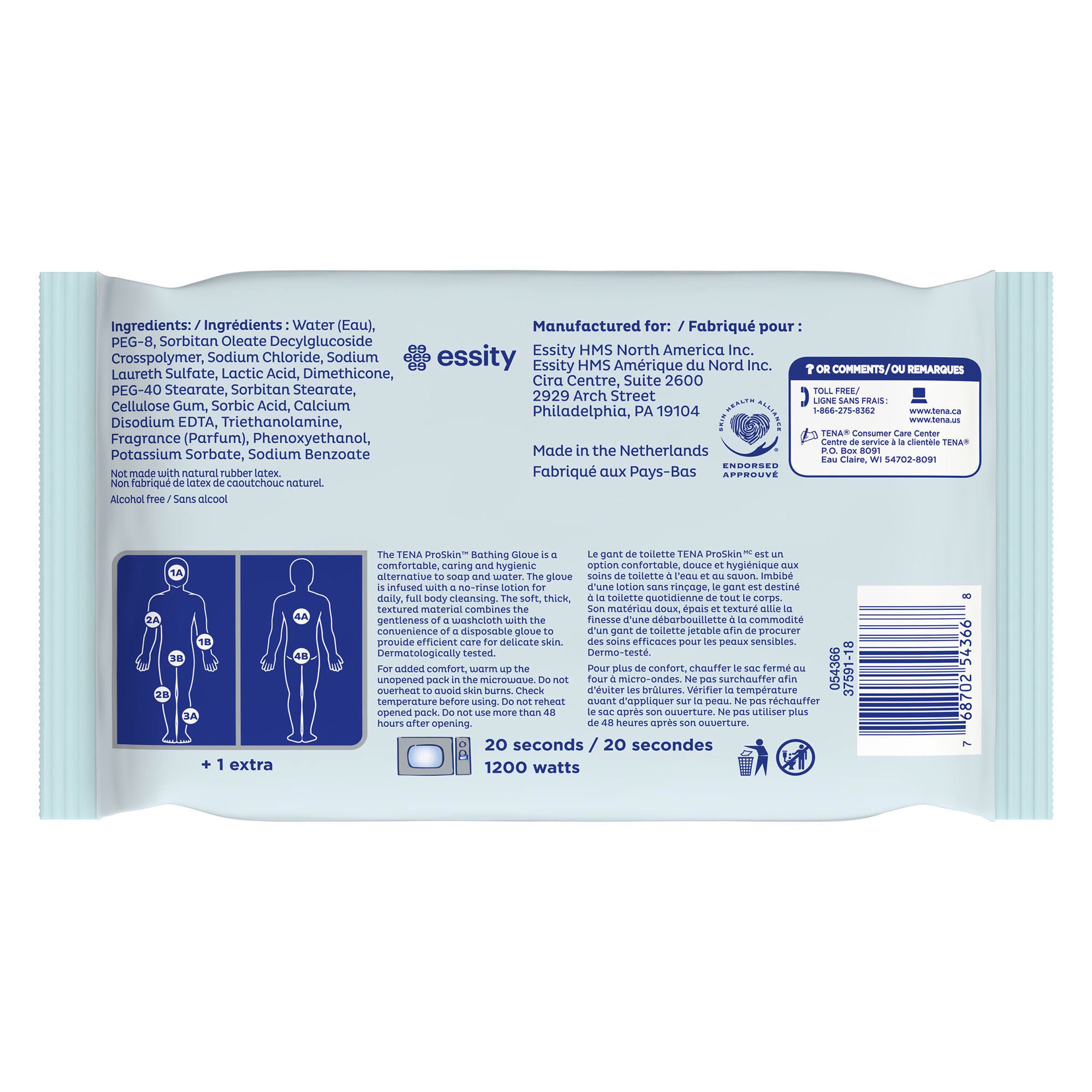 Essity HMS North America Inc - 54366 Tena® ProSkin™ Bathing Gloves
