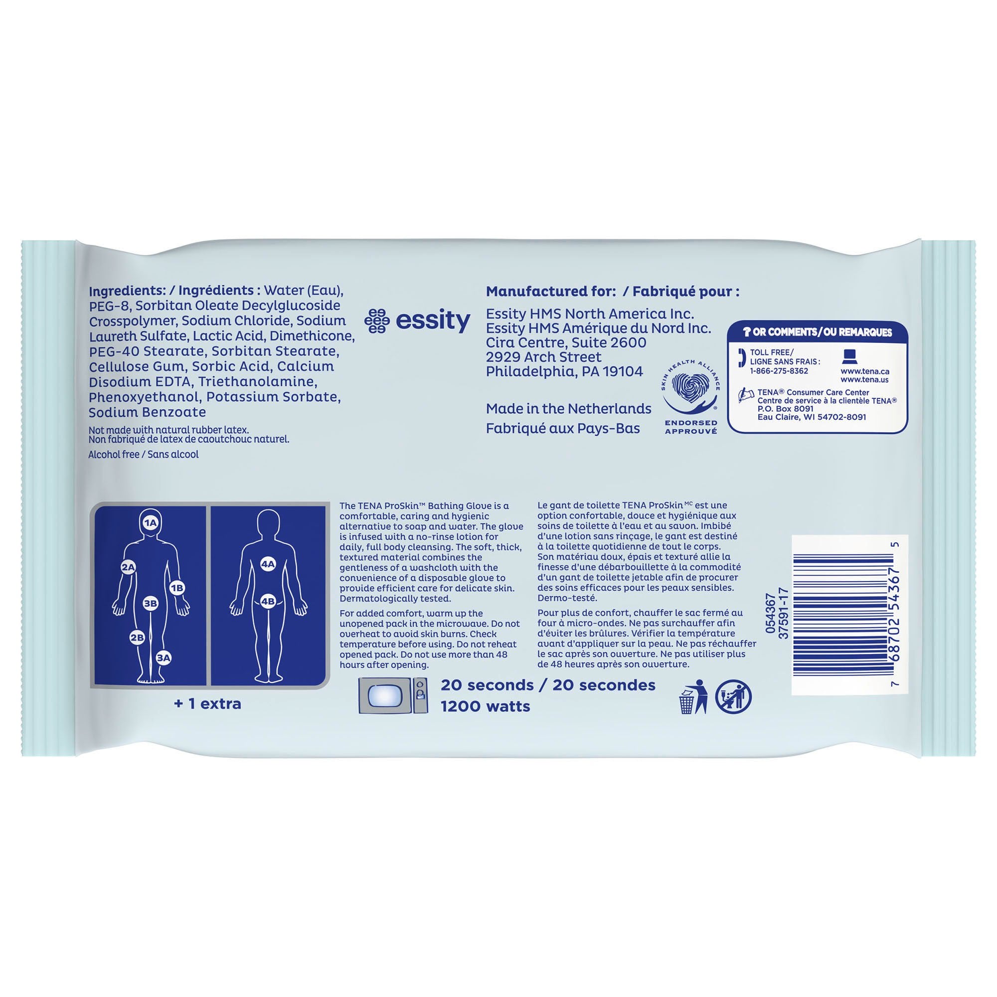 Essity HMS North America Inc - 54367 Tena® ProSkin™ Bathing Gloves