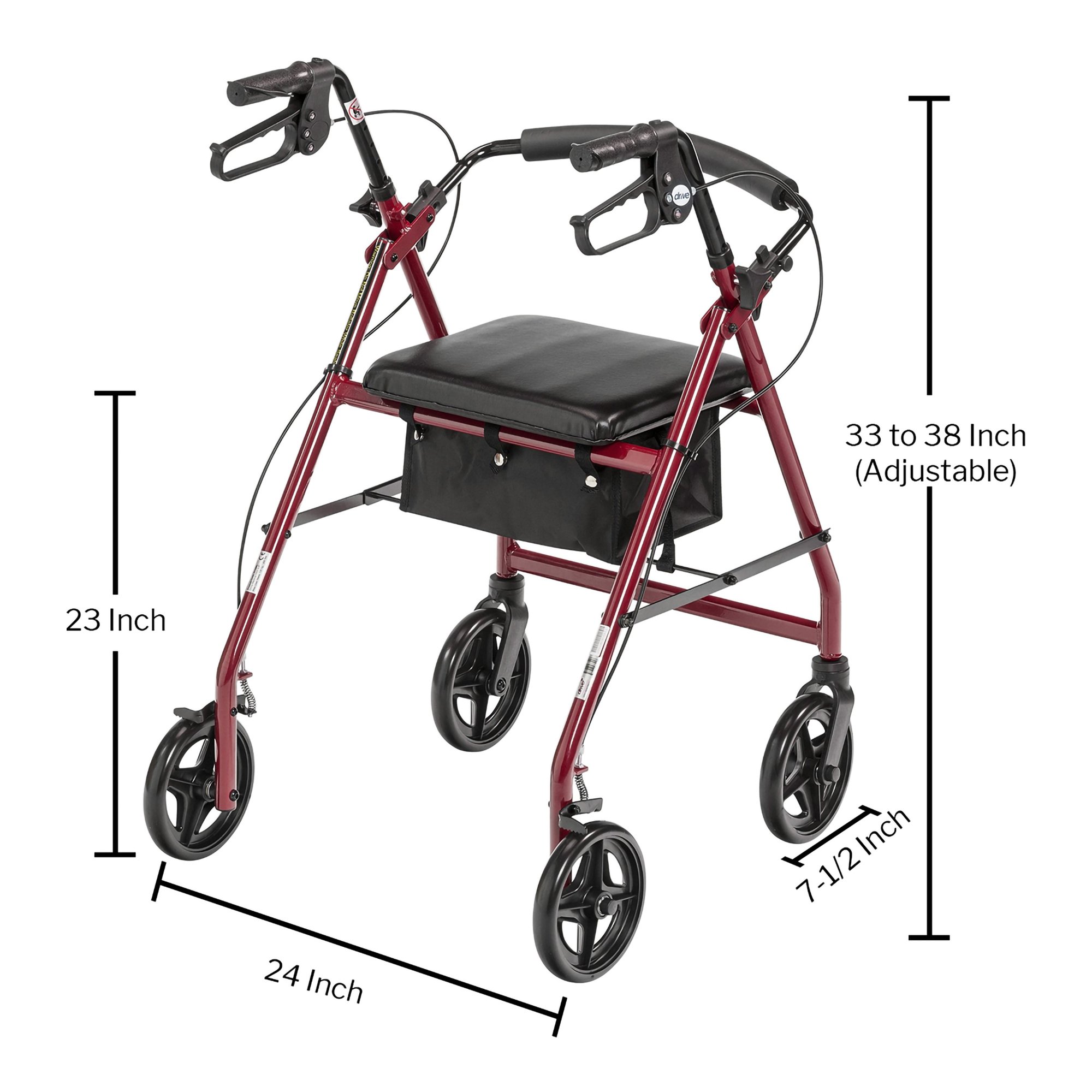 McKesson Brand 146-R728RD - McKesson Red Four-Wheel Rollator - 1/Case