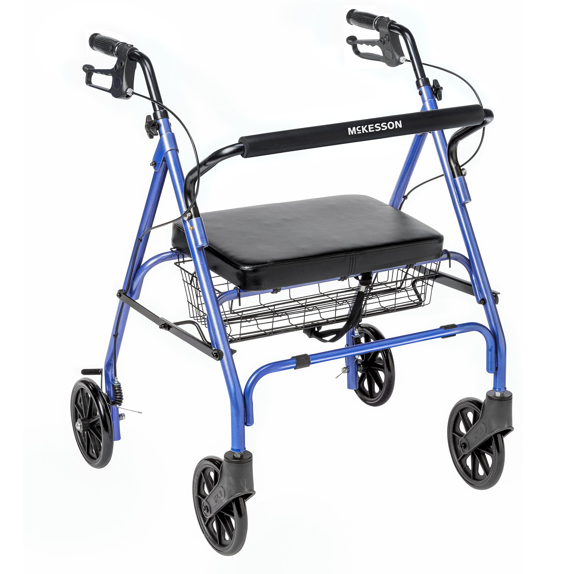 McKesson Brand 146-10215BL-1 - McKesson Bariatric Blue Folding Steel Four-Wheel Rollator - 1/Case