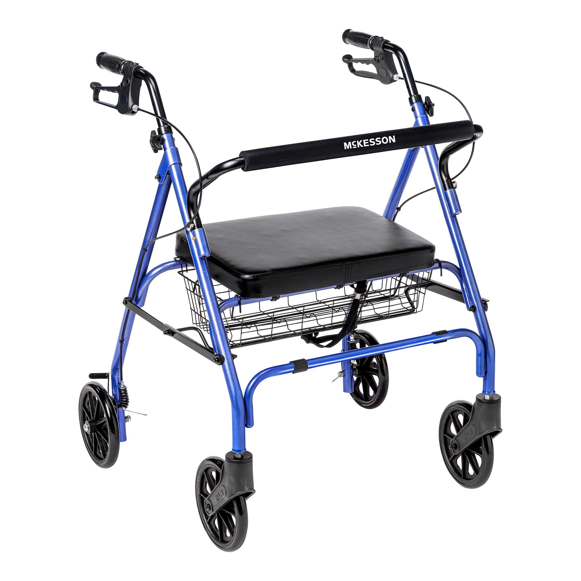 McKesson Brand - 146-10215BL-1 McKesson Bariatric Blue Folding Steel Four-Wheel Rollator