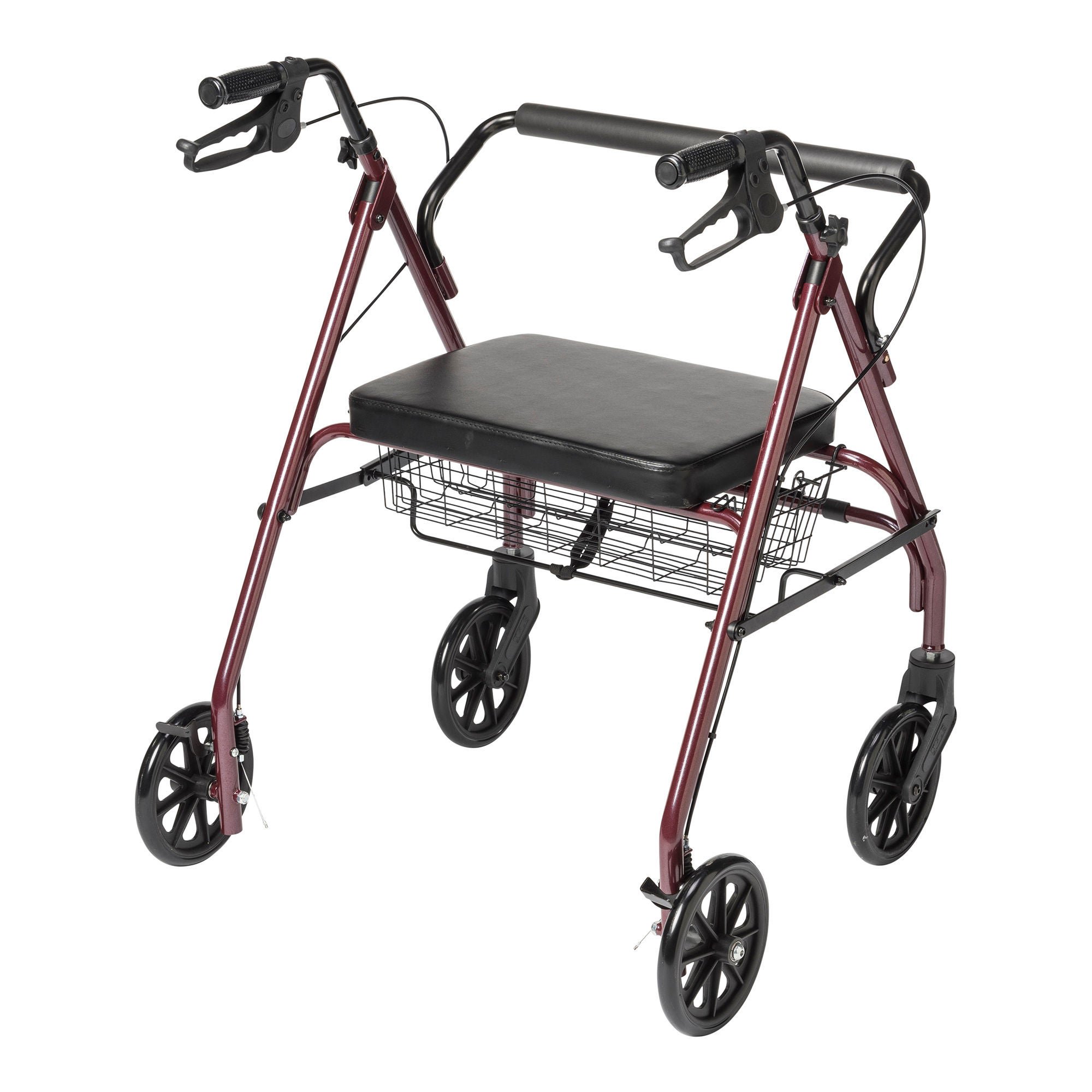 McKesson Brand - 146-10215RD-1 McKesson Bariatric Red Folding Steel Four-Wheel Rollator