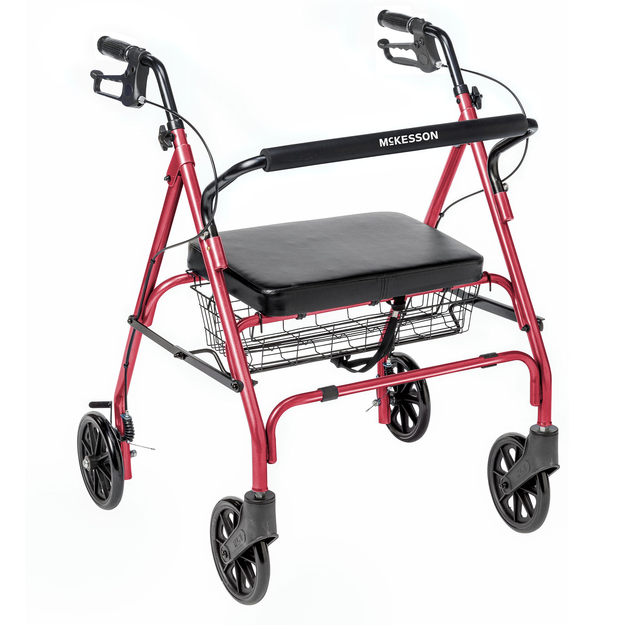 McKesson Brand - 146-10215RD-1 McKesson Bariatric Red Folding Steel Four-Wheel Rollator