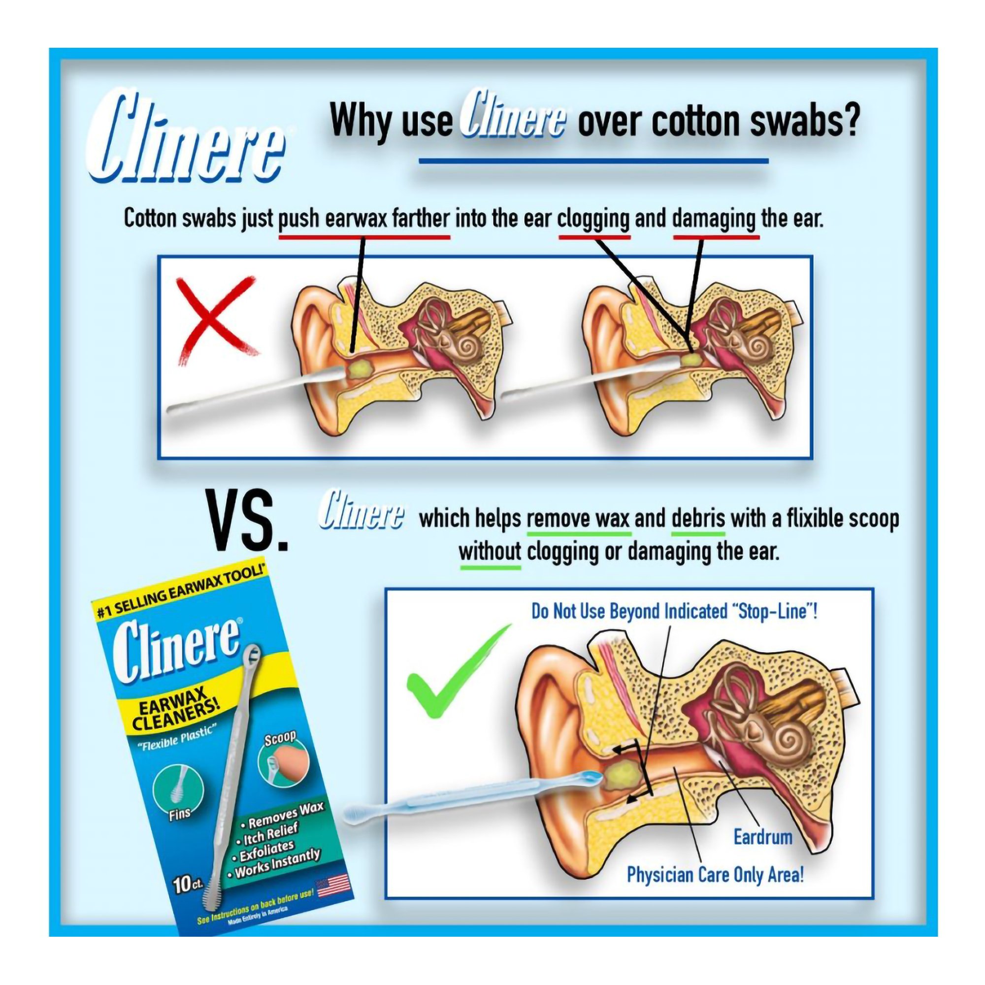 Quest Products Inc 91531000004 - Clinere® Earwax Cleaners - 10/Box