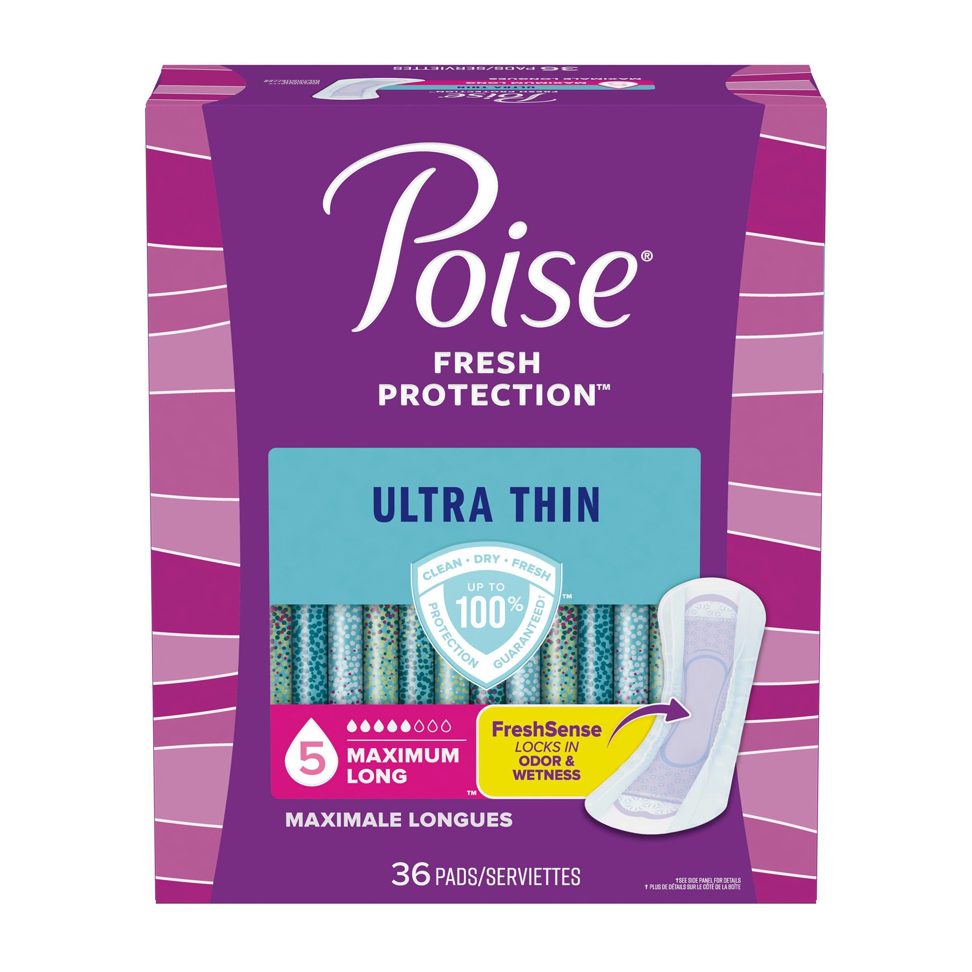 Kimberly Clark 54352 - Poise® Fresh Protection™ Ultra Thin Pads, Maximum Long - 36/Pack, 72/Case