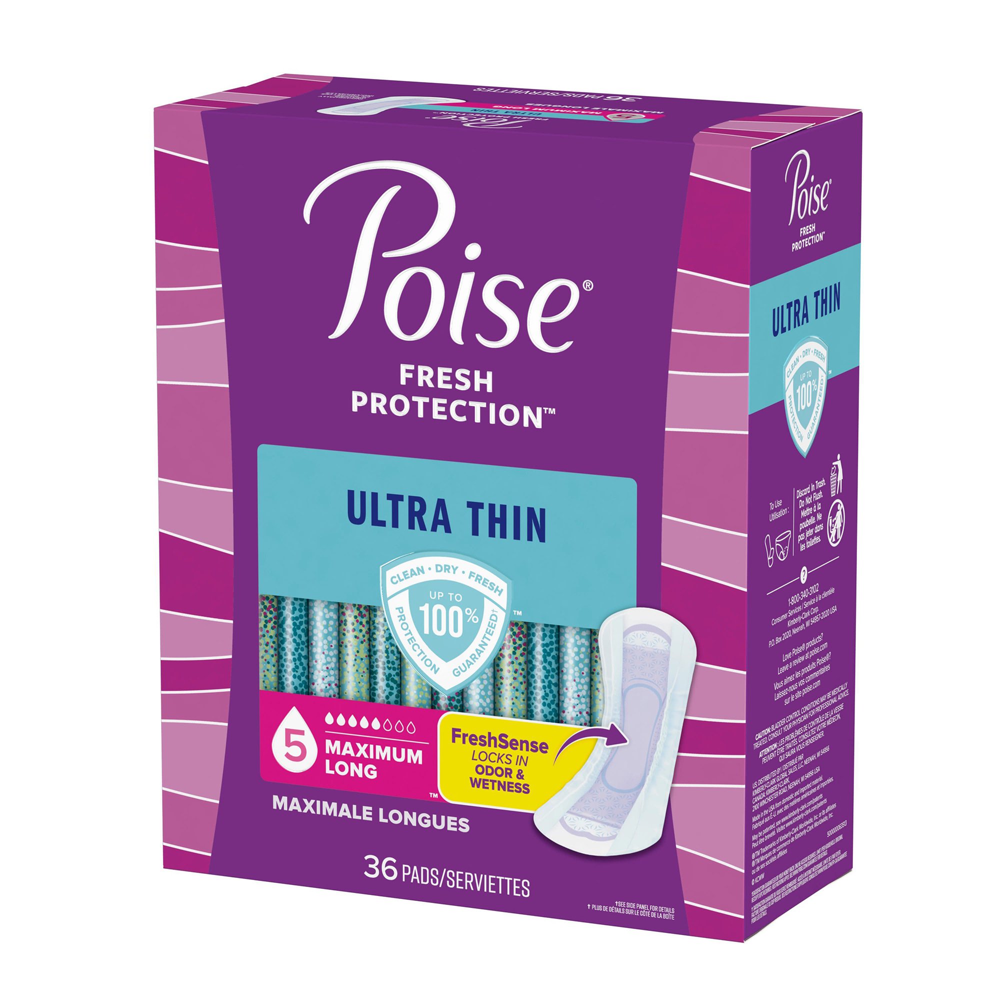 Kimberly Clark 54352 - Poise® Fresh Protection™ Ultra Thin Pads, Maximum Long - 36/Pack, 72/Case