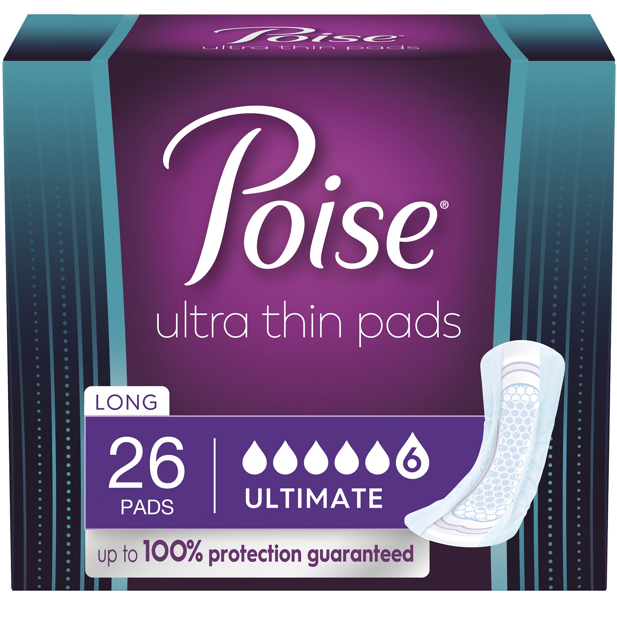 Kimberly Clark 54356 - Poise® Fresh Protection™ Ultra Thin Pads, Ultimate Long - 26/Pack, 52/Case