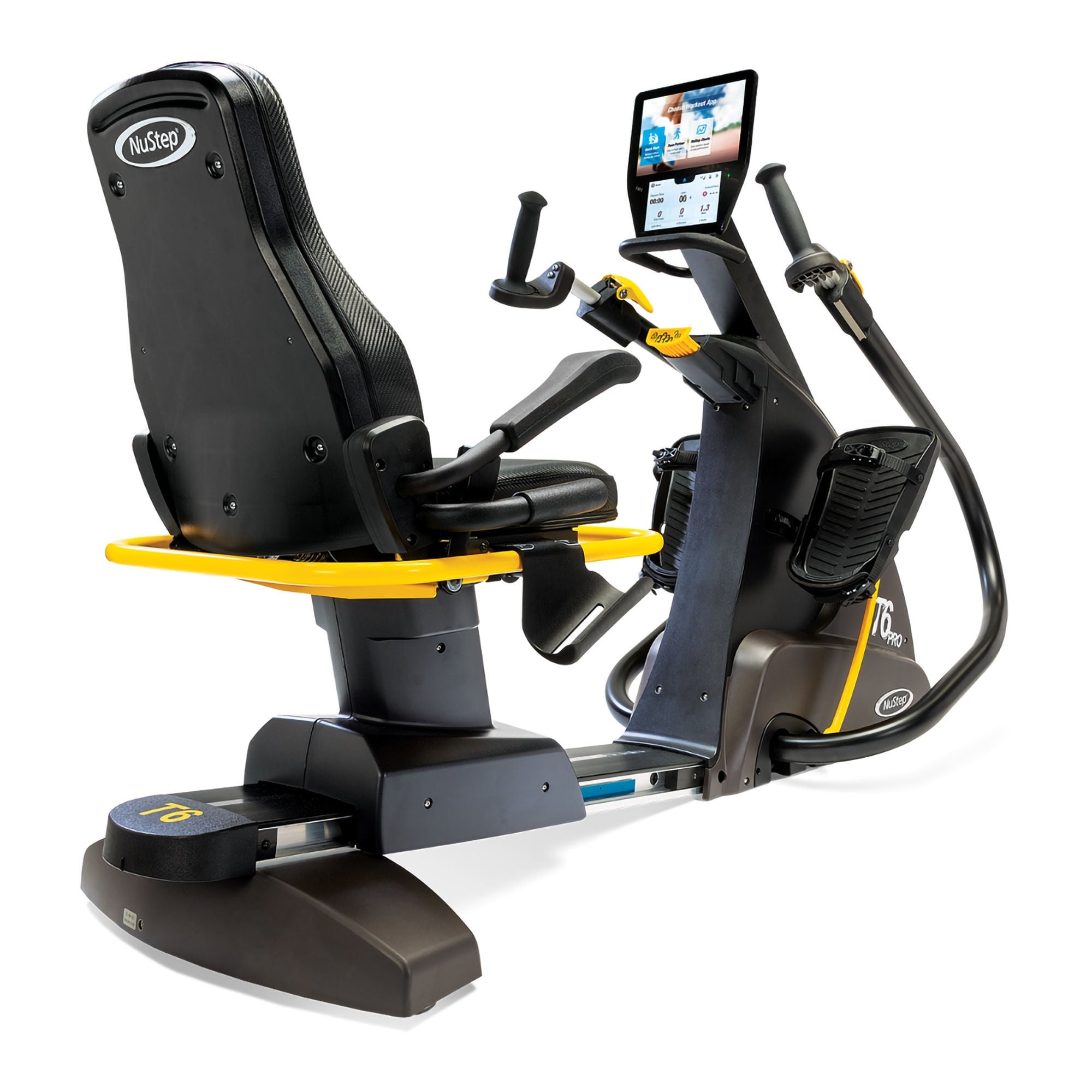 Performance Health - 7102851 Recumbent Cross Trainer Exercise Bike NuStep® T6 Pro/T6 Max 15 Levels of Resistance 30 X 52 X 73 Inch Black / Yellow