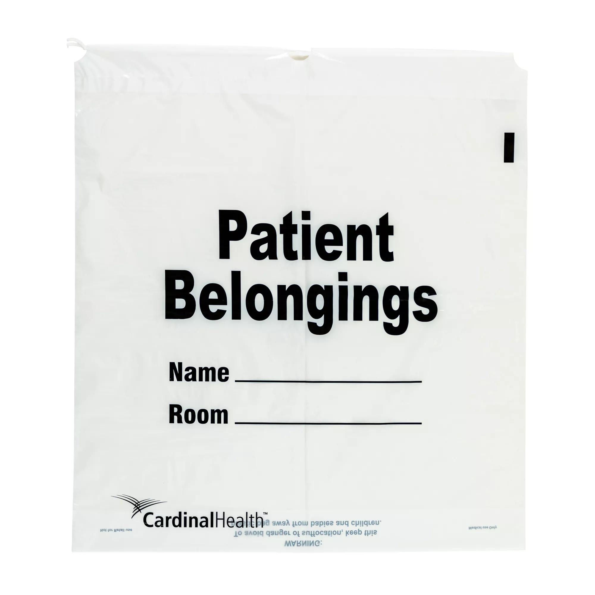 Cardinal - MDC-WHT Patient Belongings Bag Cardinal Health® 19 X 21 Inch Plastic Drawstring Closure White