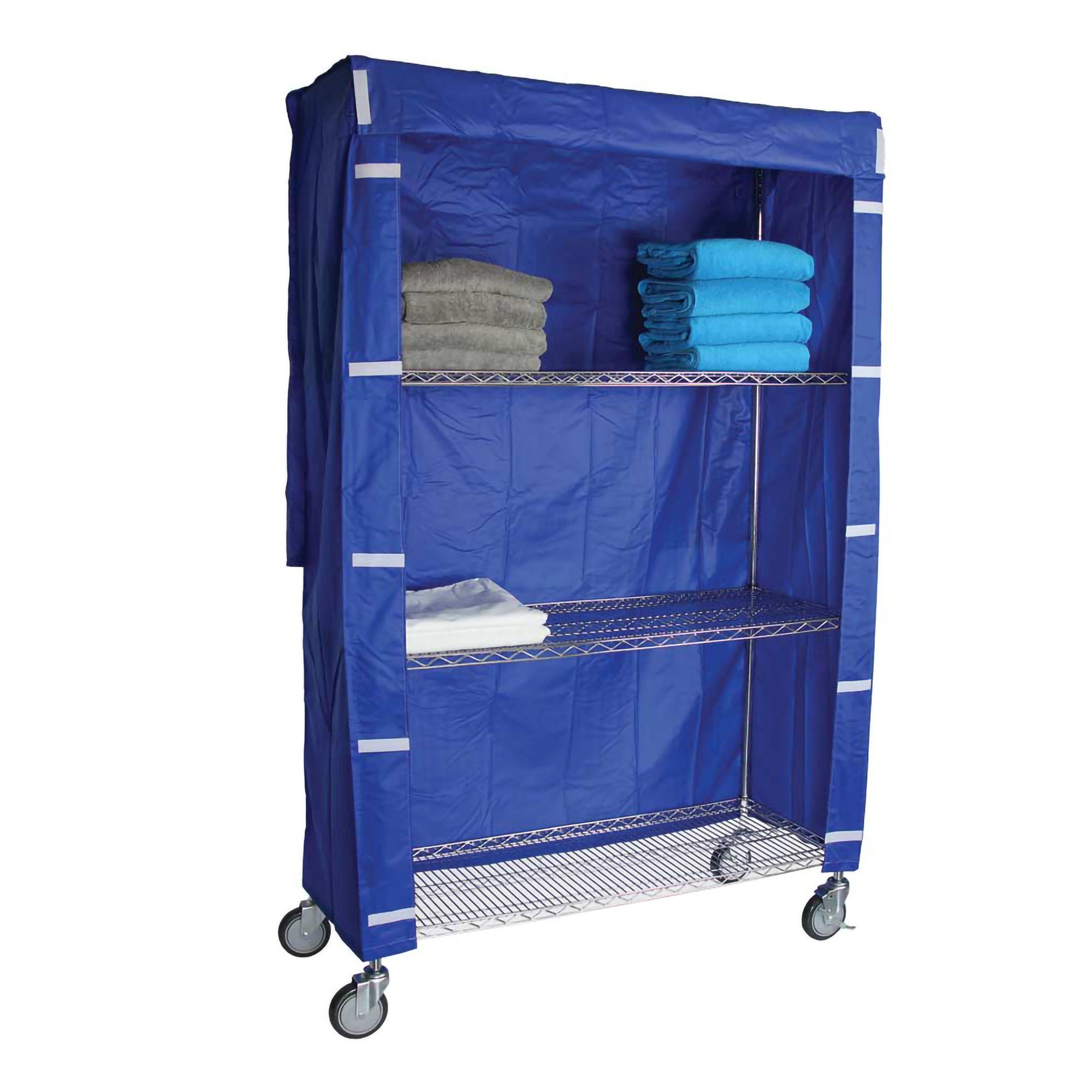 R & B Wire Products - 184872CB Cart Cover R&B Dark Blue Urethane Coated Nylon 18 X 48 X 72 Inch Hook and Loop Closure