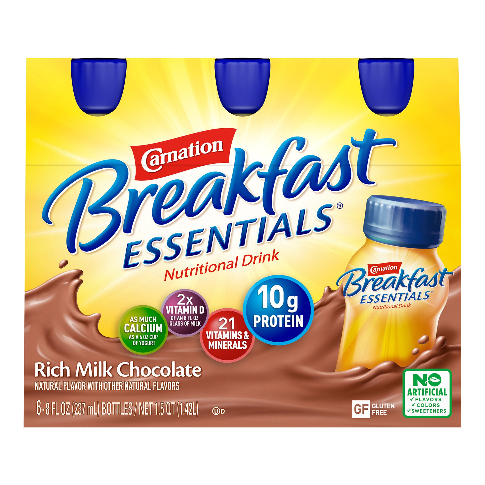 Nestle Clinical Nutritional 00050000415182 - Carnation Breakfast Essentials® Chocolate Nutritional Drink, 8-ounce bottle - 1/Each, 24/Case