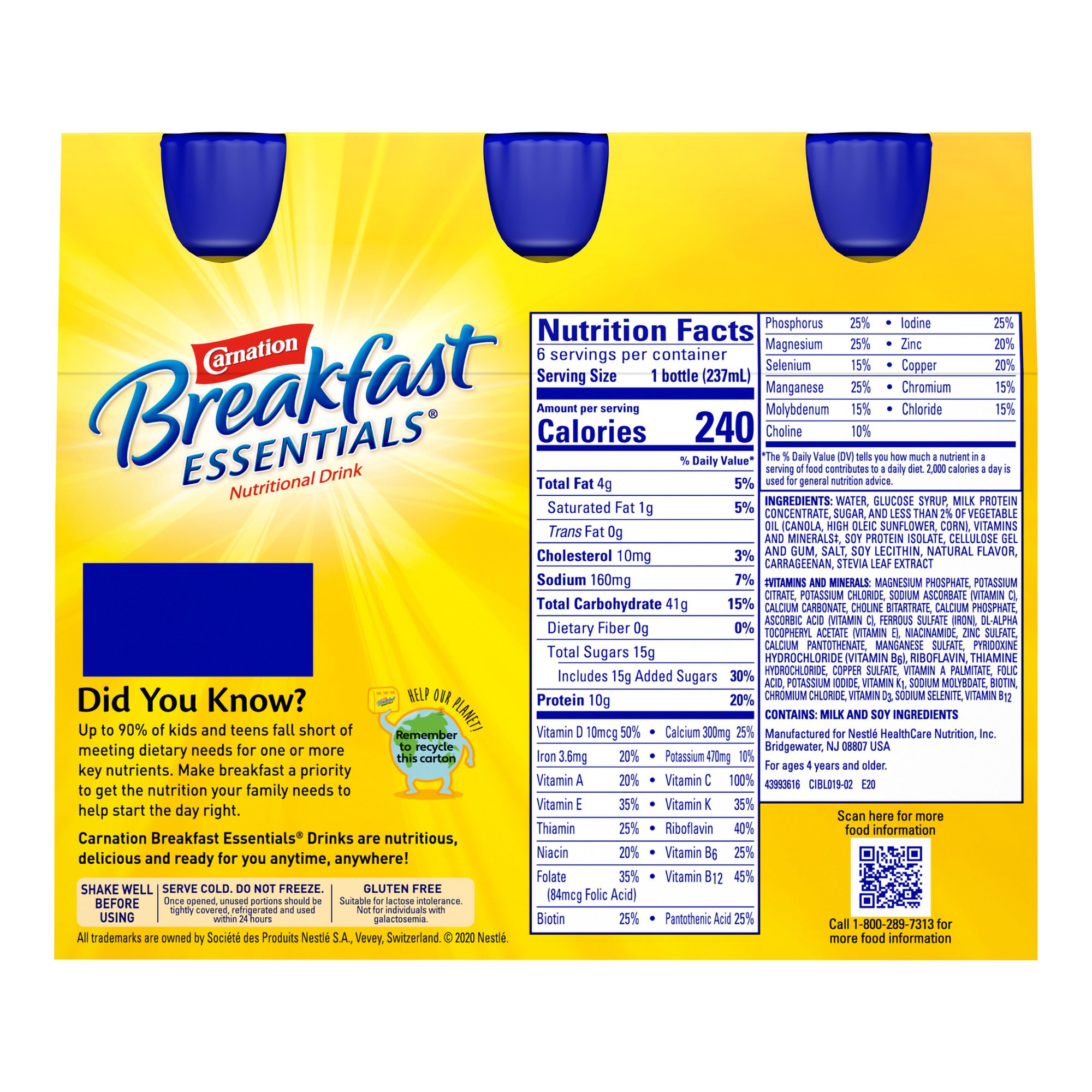 Nestle Clinical Nutritional 00050000415809 - Carnation Breakfast Essentials® Strawberry Nutritional Drink, 8-ounce bottle - 24/Case