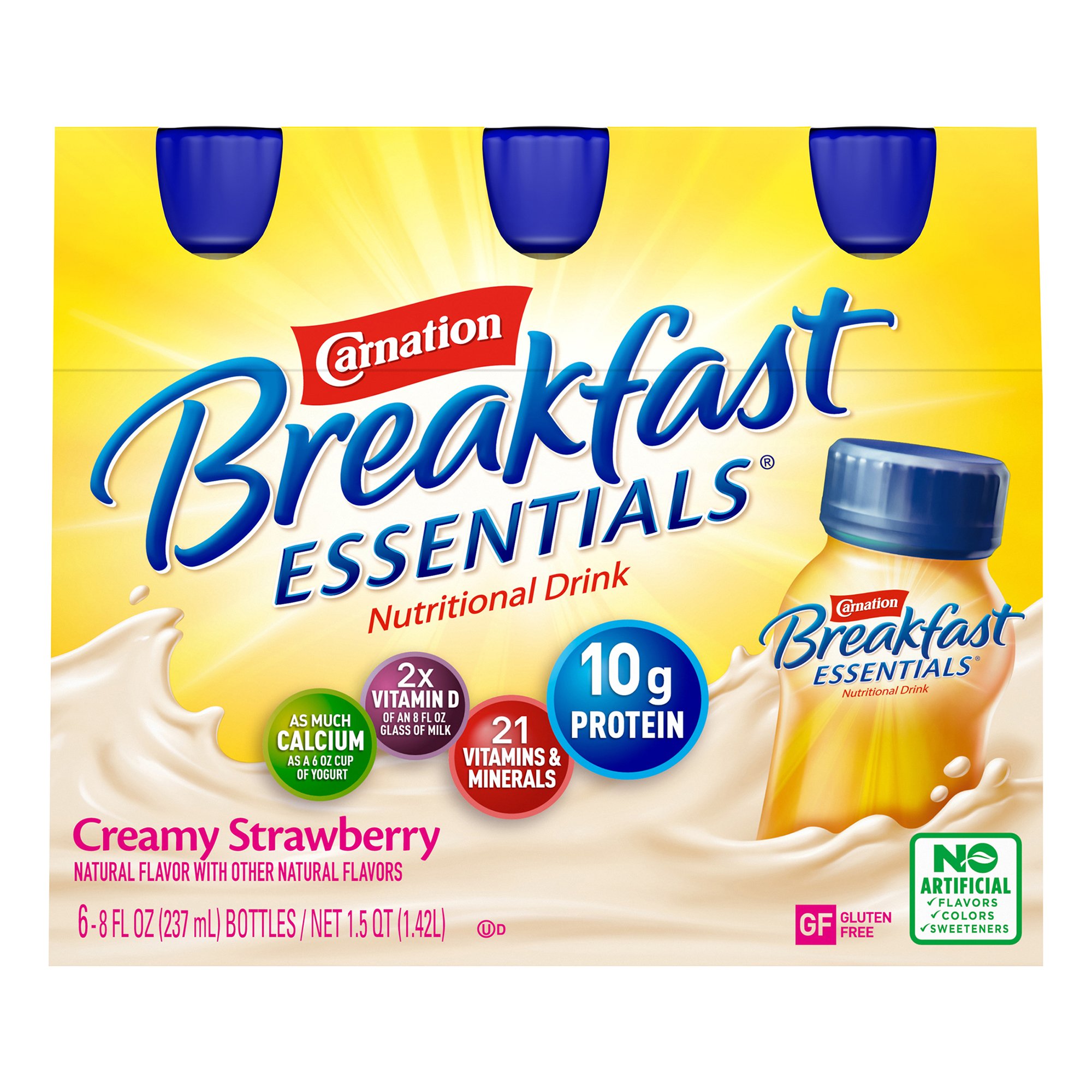 Nestle Clinical Nutritional 00050000415809 - Carnation Breakfast Essentials® Strawberry Nutritional Drink, 8-ounce bottle - 24/Case