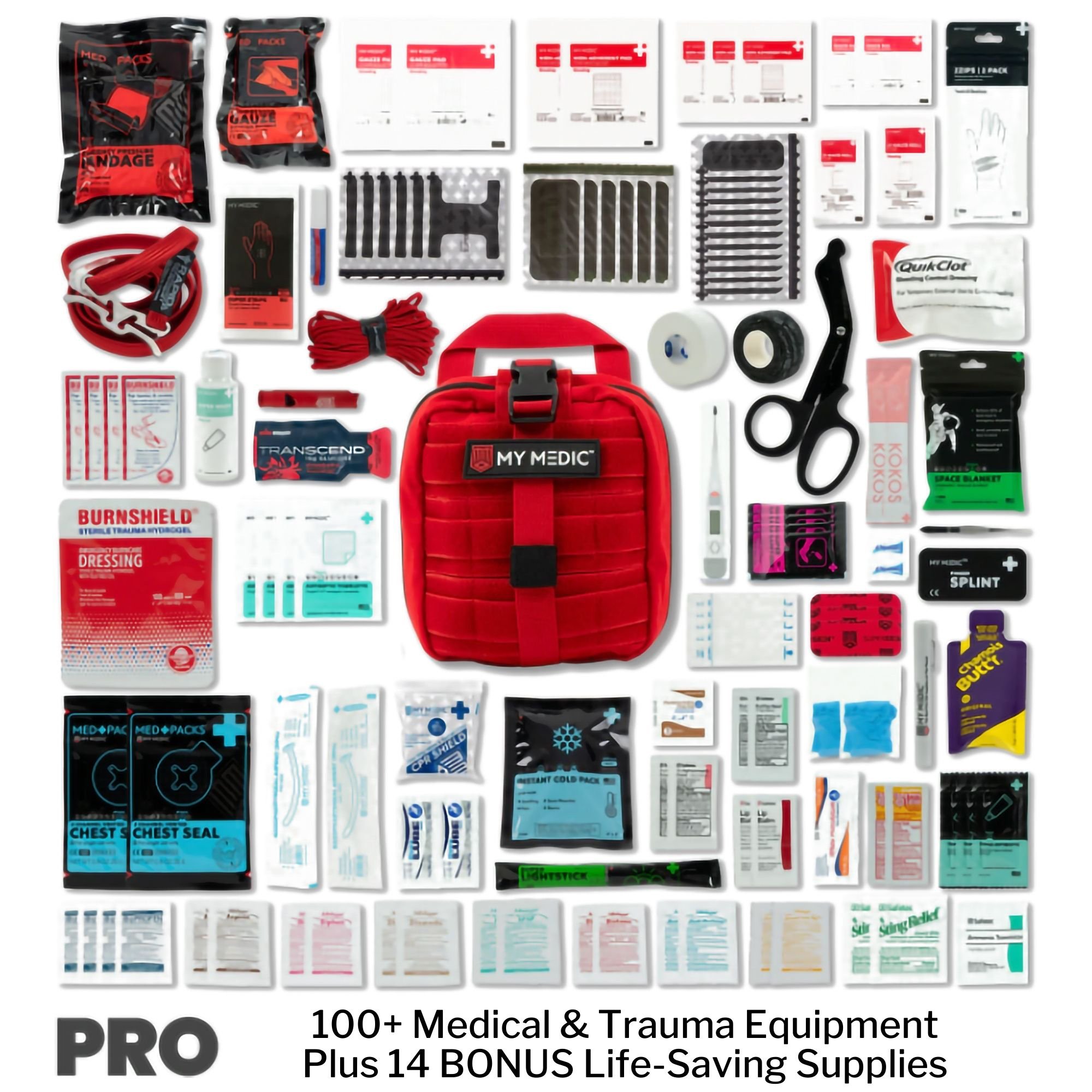 MyMedic MM-KIT-U-MED-RED-PRO-V2 - My Medic MYFAK Pro First Aid Kit, Trauma & Medical Supplies for Survival, Red - 1/Each