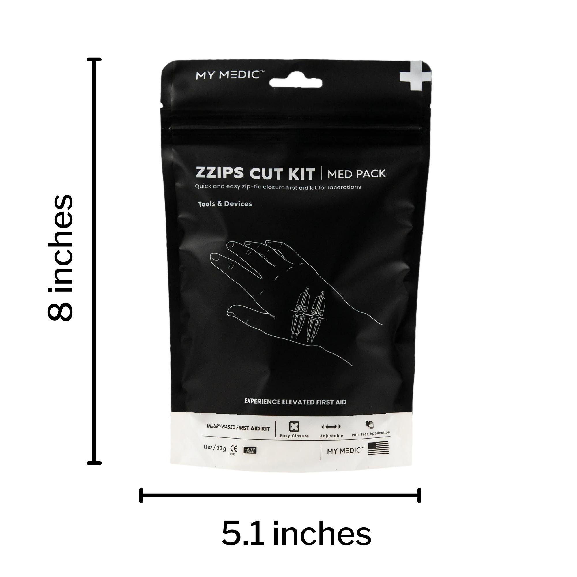 MyMedic MM-SPL-MD-PK-ZZIP-CUT-EA - Med Packs™ Zzips First Aid Kit for Cuts, Lacerations in Portable Pouch - 1/Each