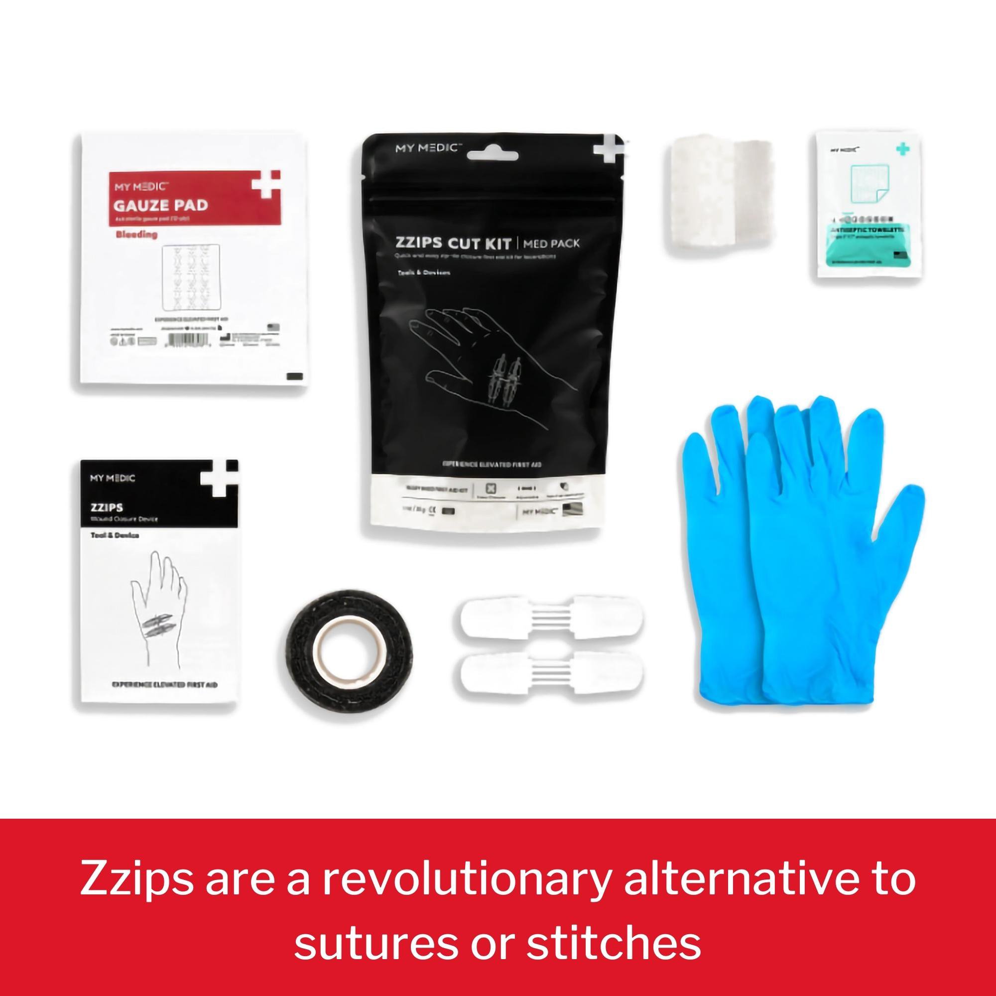 MyMedic MM-SPL-MD-PK-ZZIP-CUT-EA - Med Packs™ Zzips First Aid Kit for Cuts, Lacerations in Portable Pouch - 1/Each