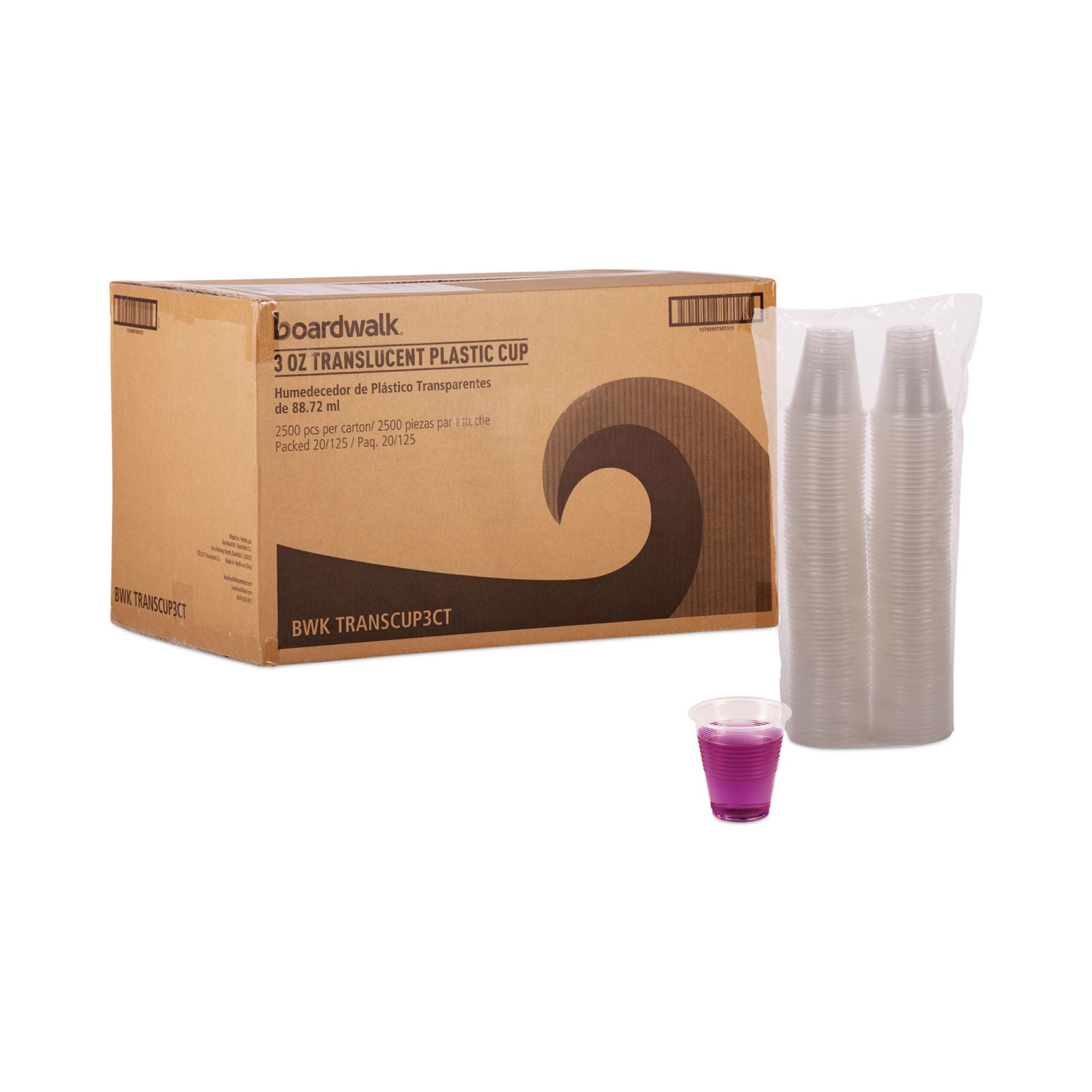 Essendant Co-United Stationers - BWKTRANSCUP3CT Drinking Cup Boardwalk® 3 oz. Polypropylene Translucent Disposable