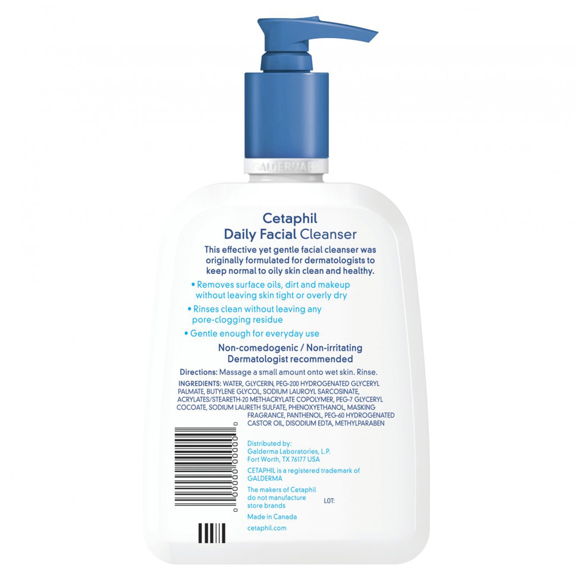 Galderma Laboratories 30299392734 - Cetaphil® Unscented Daily Facial Cleanser, 16 oz. - 1/Each